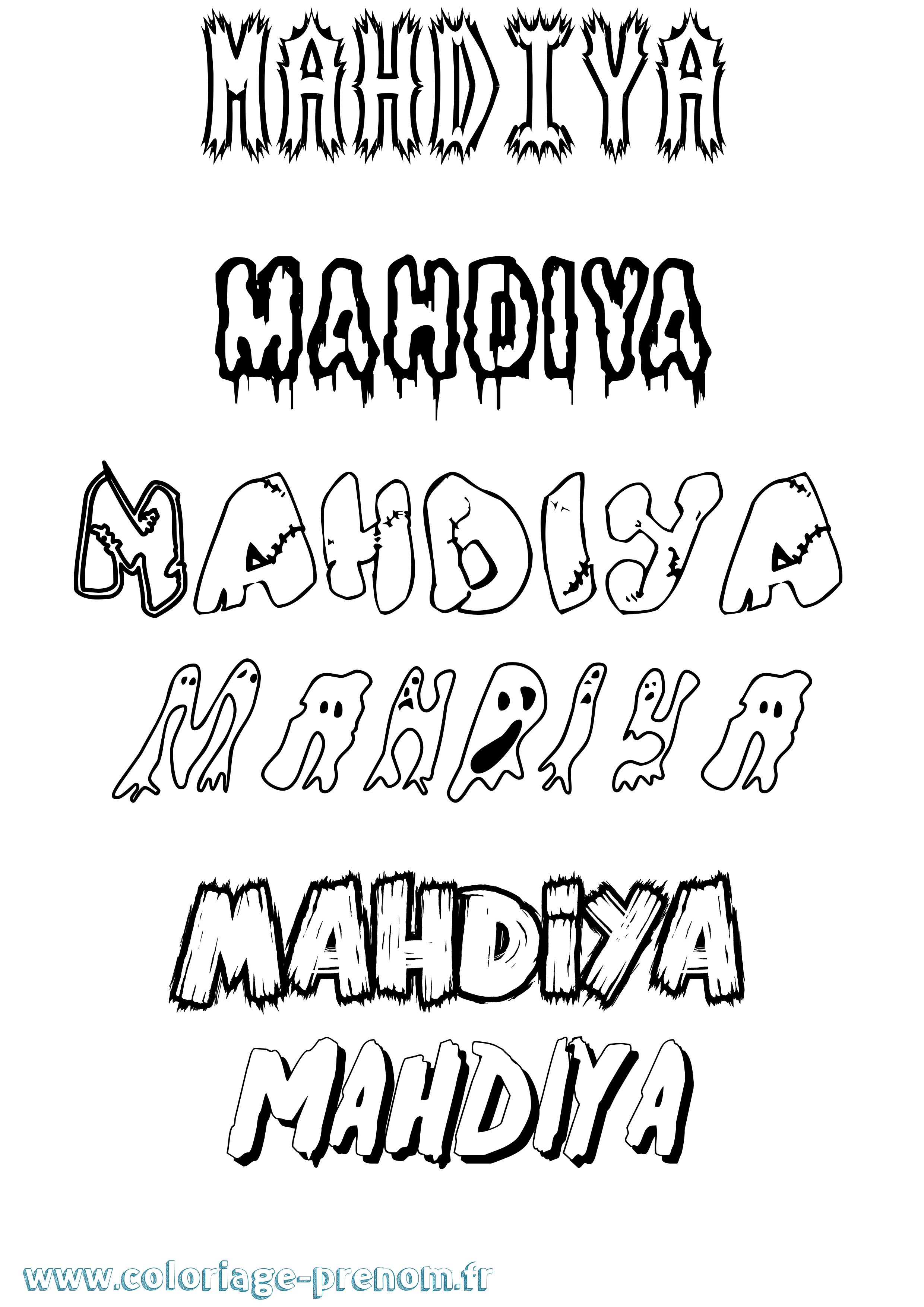 Coloriage Mahdiya Frisson Coloriage prénom Mahdiya Frisson