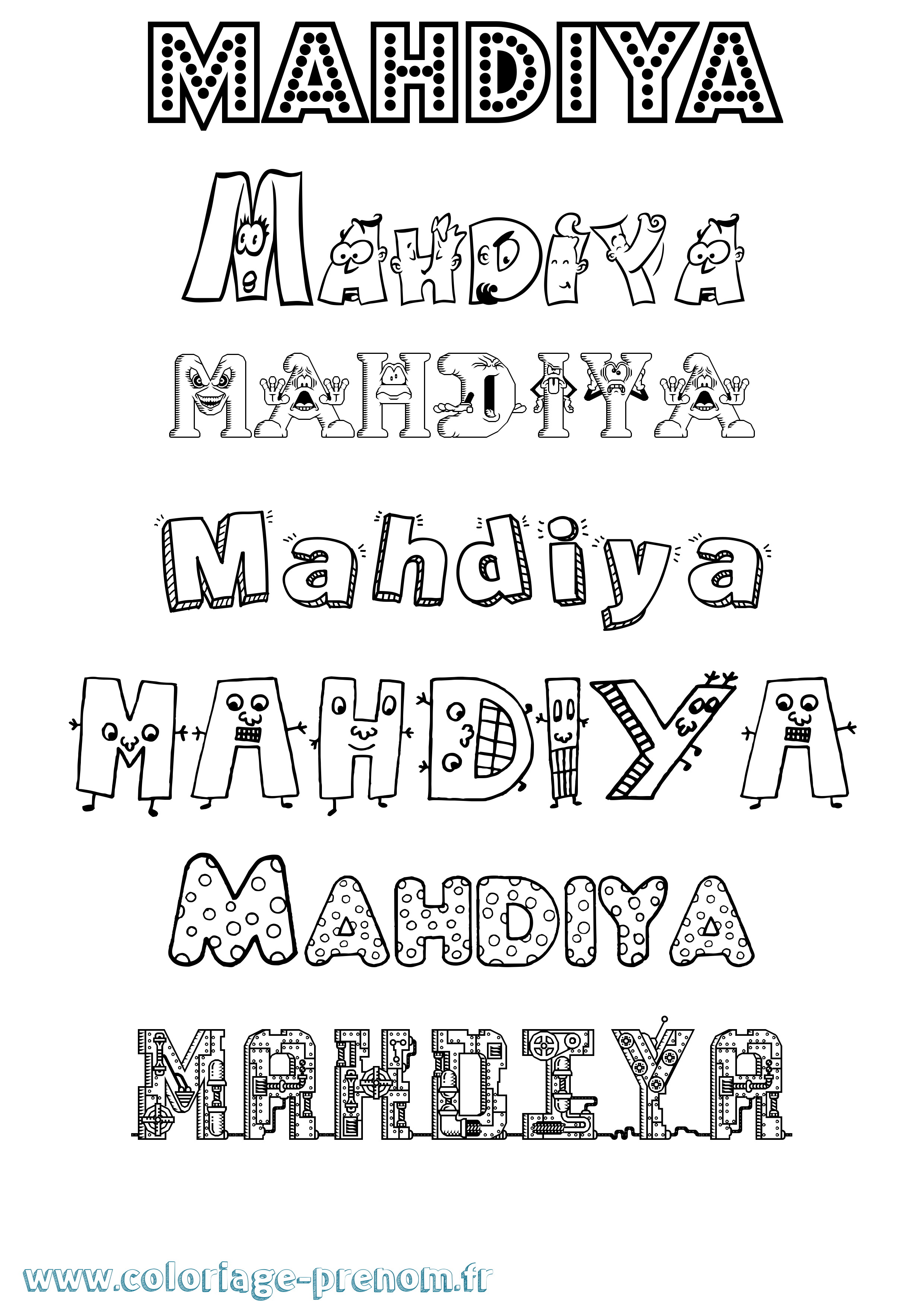 Coloriage Mahdiya Fun Coloriage prénom Mahdiya Fun