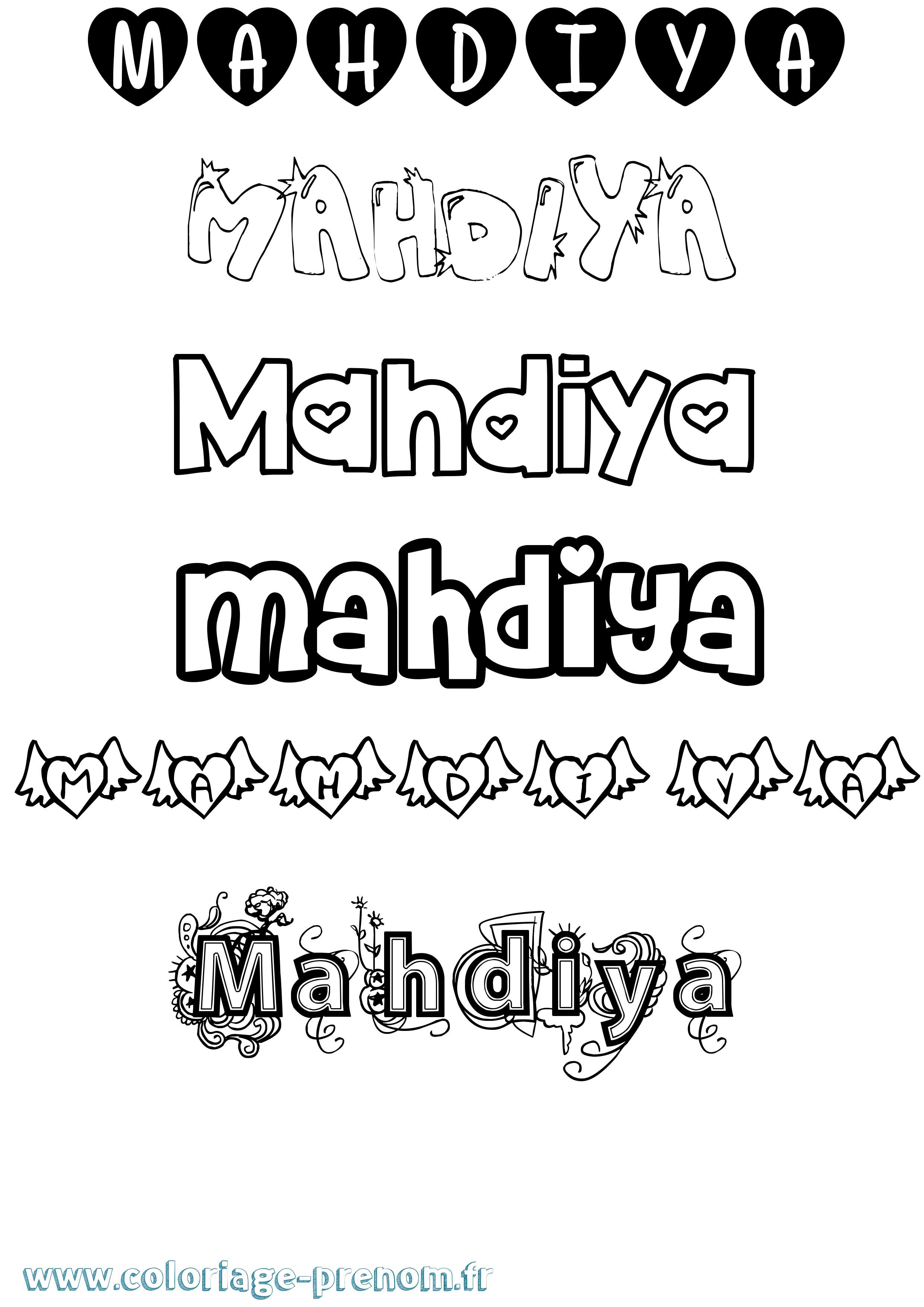 Coloriage Mahdiya Girly Coloriage prénom Mahdiya Girly