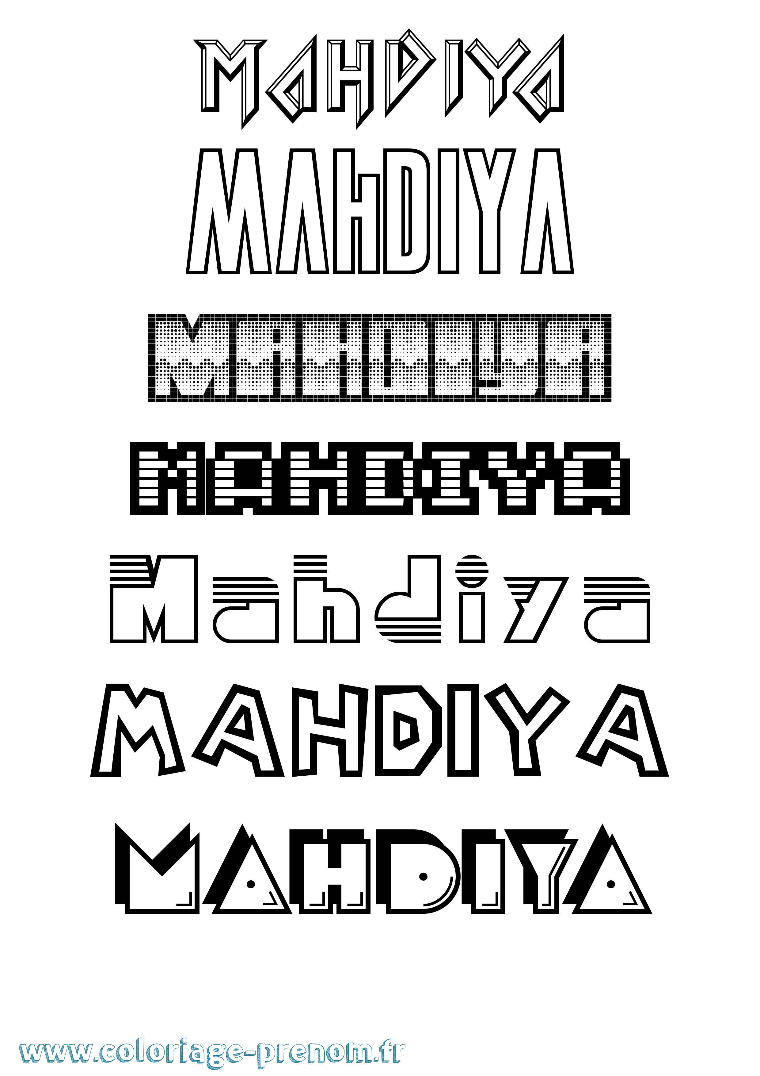 Coloriage Mahdiya Jeux Vidéos Coloriage prénom Mahdiya Jeux Vidéos