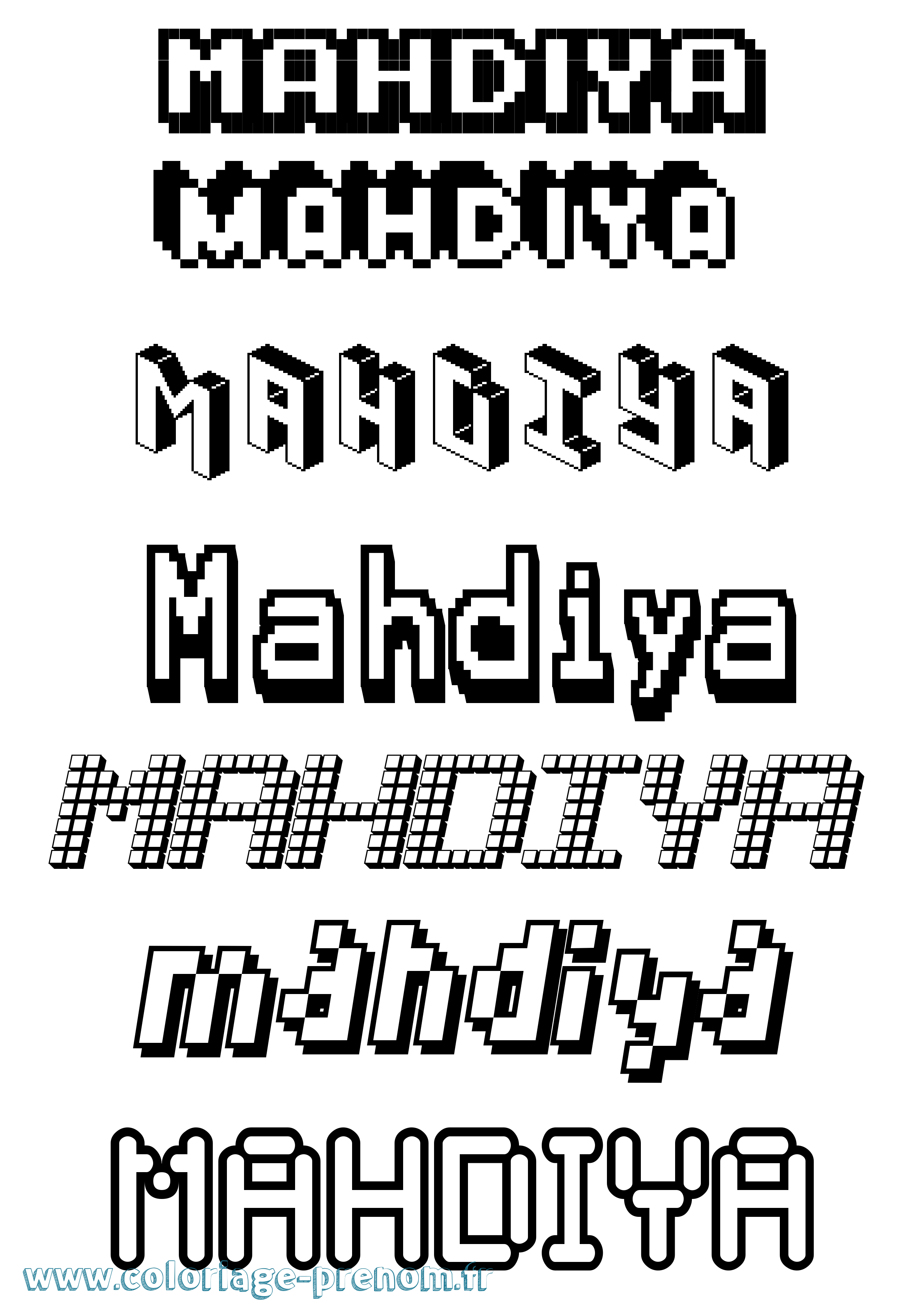 Coloriage Mahdiya Pixel Coloriage prénom Mahdiya Pixel
