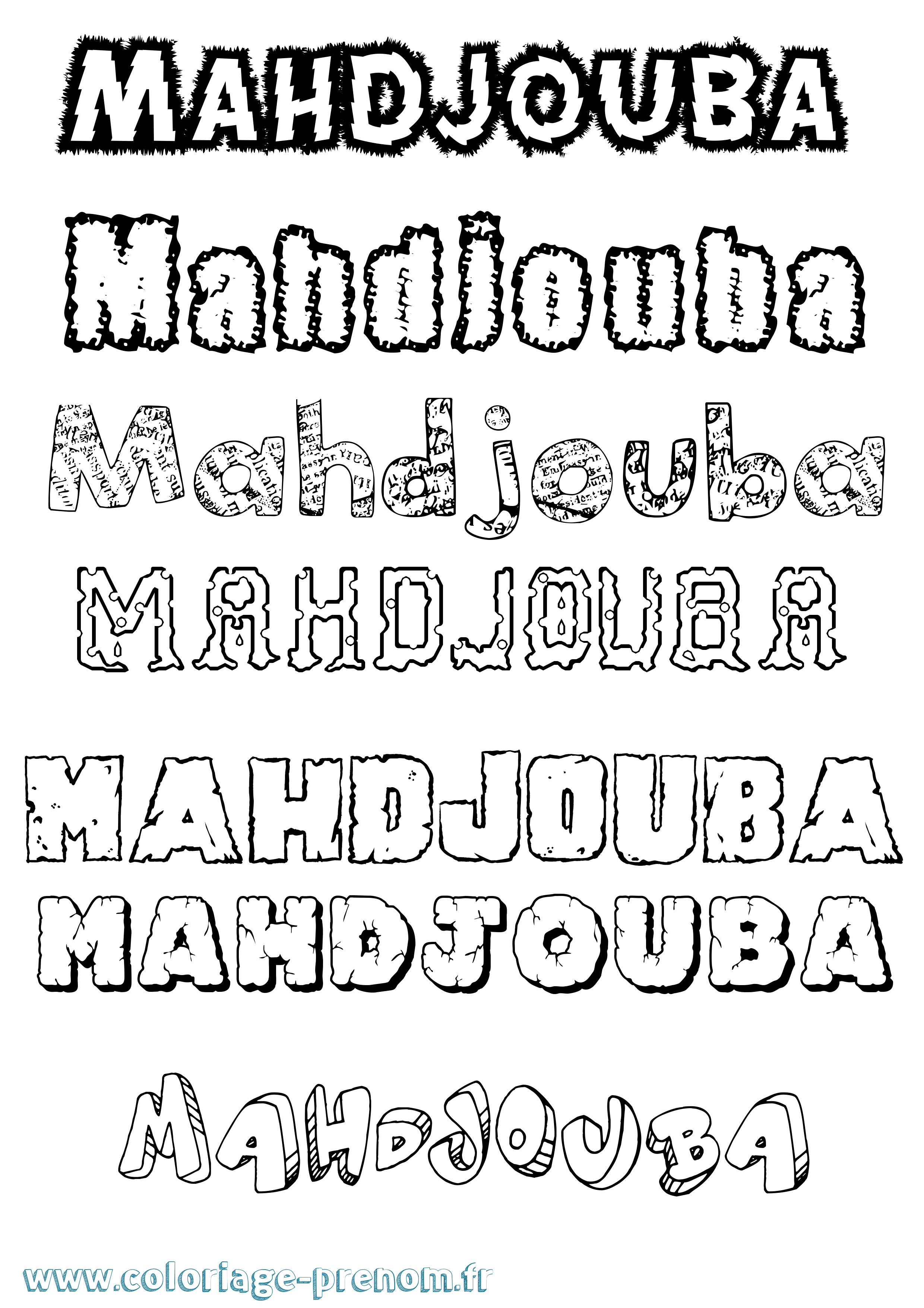 Coloriage Mahdjouba Destructuré Coloriage prénom Mahdjouba Destructuré