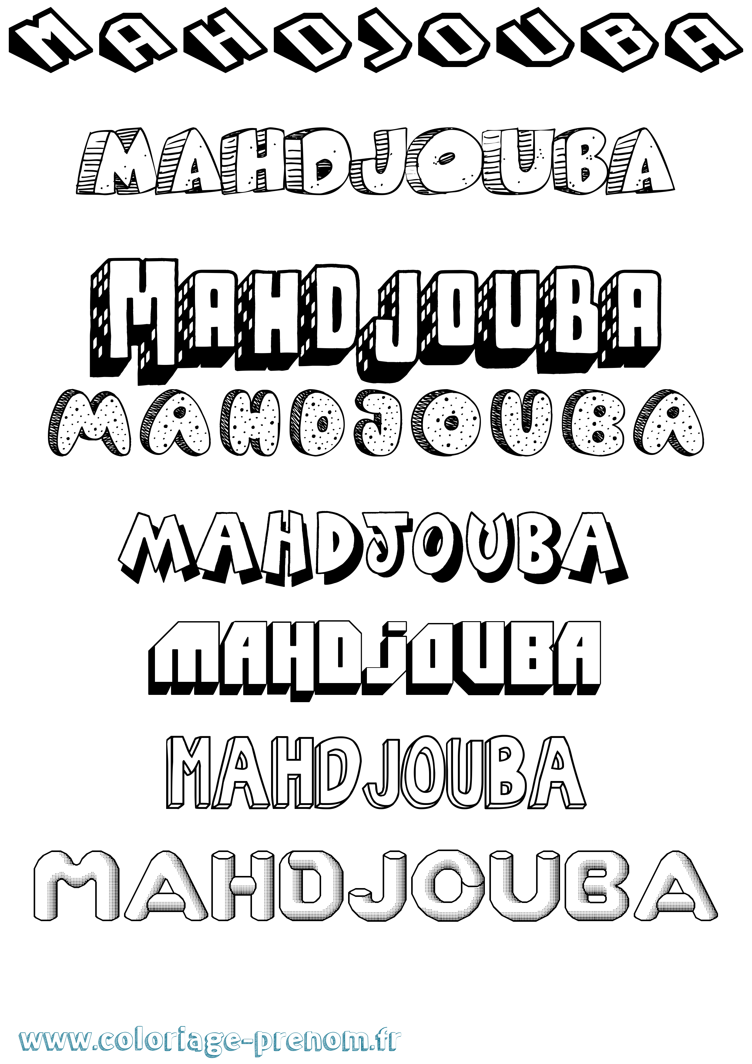 Coloriage Mahdjouba Effet 3D Coloriage prénom Mahdjouba Effet 3D