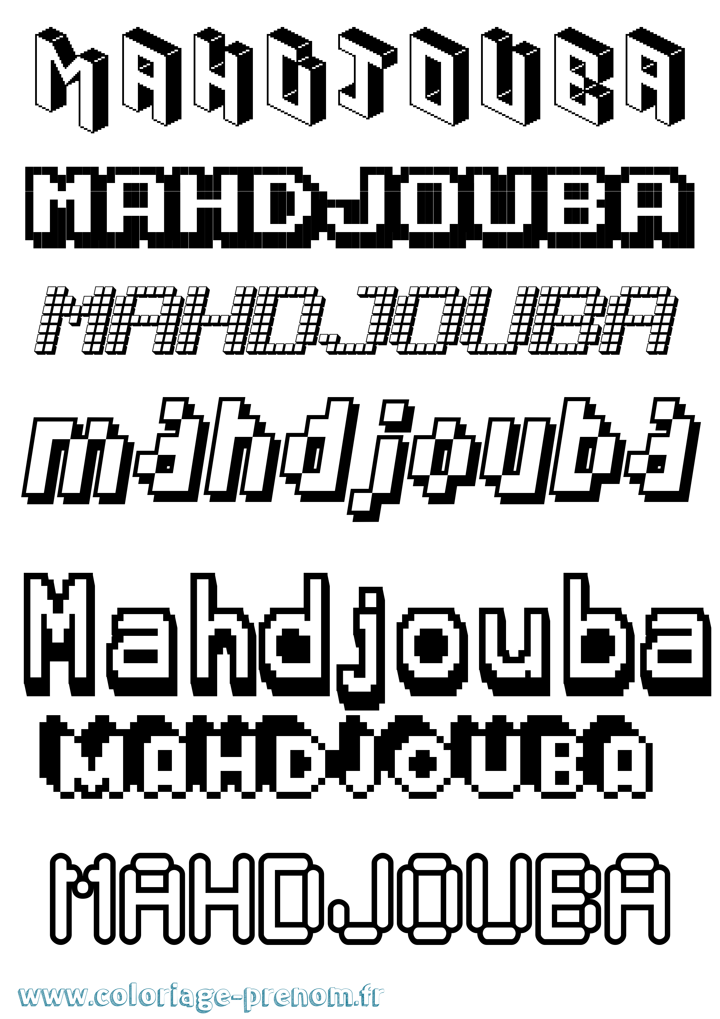 Coloriage Mahdjouba Pixel Coloriage prénom Mahdjouba Pixel