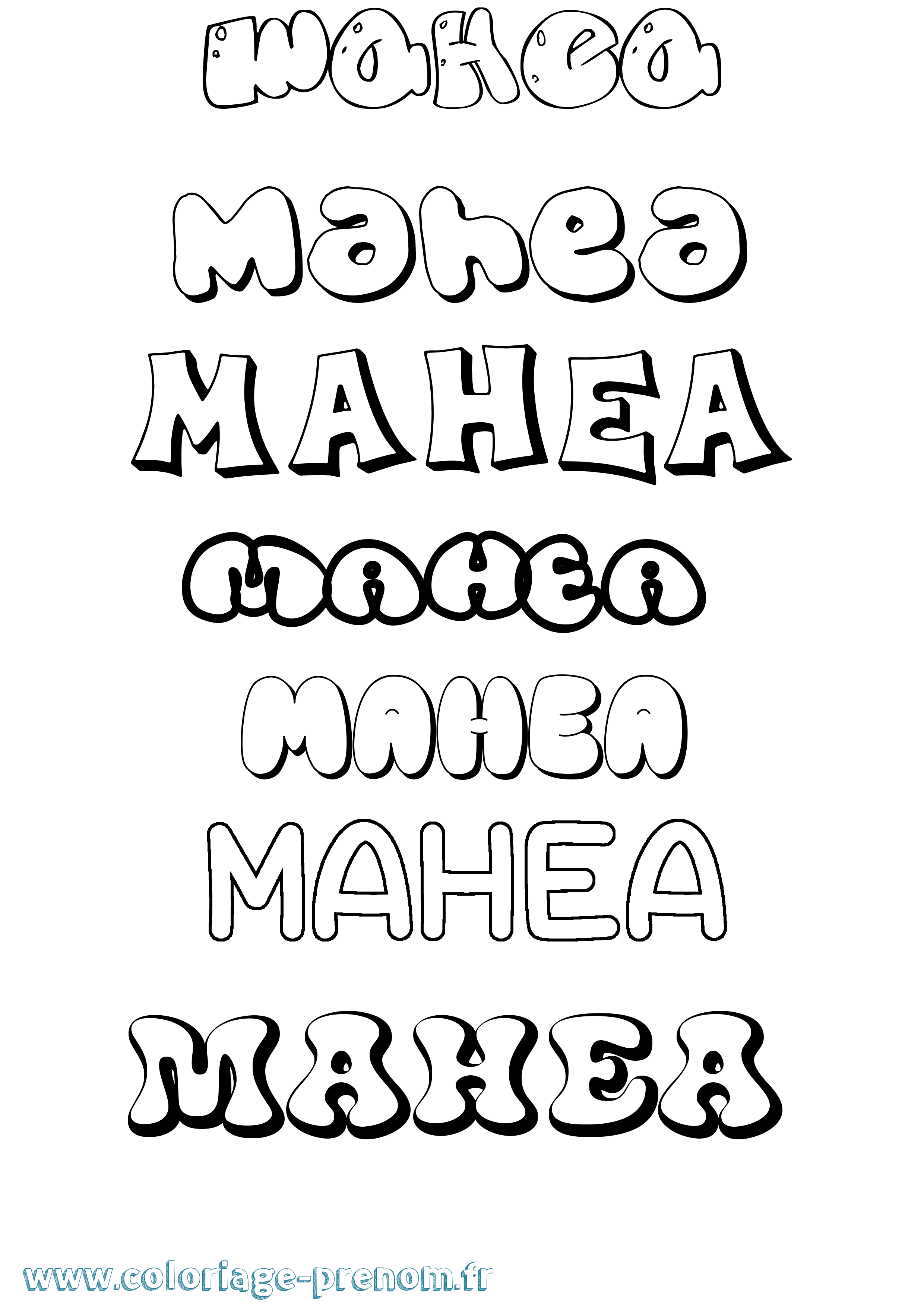 Coloriage Mahea Bubble Coloriage prénom Mahea Bubble