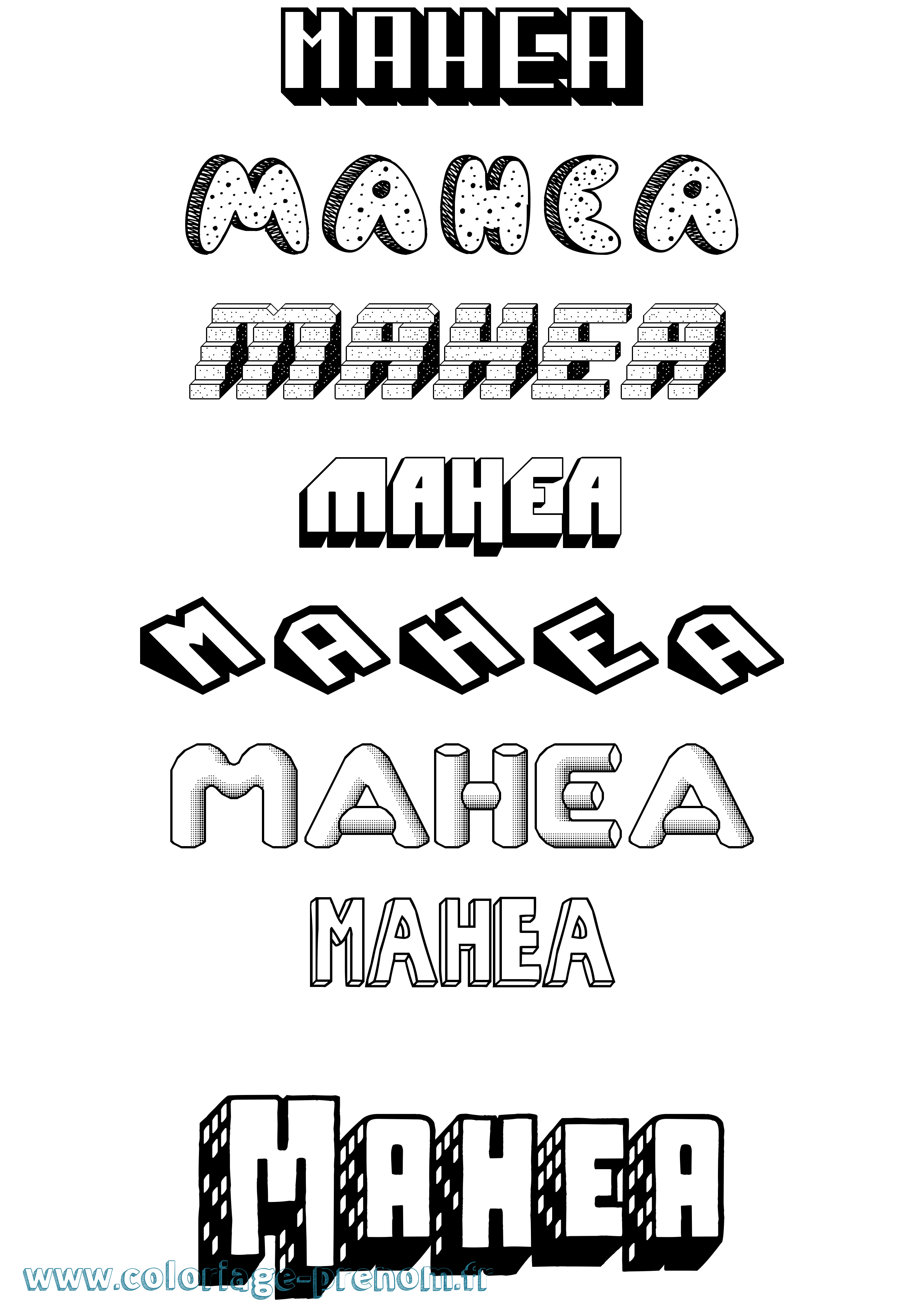 Coloriage Mahea Effet 3D Coloriage prénom Mahea Effet 3D
