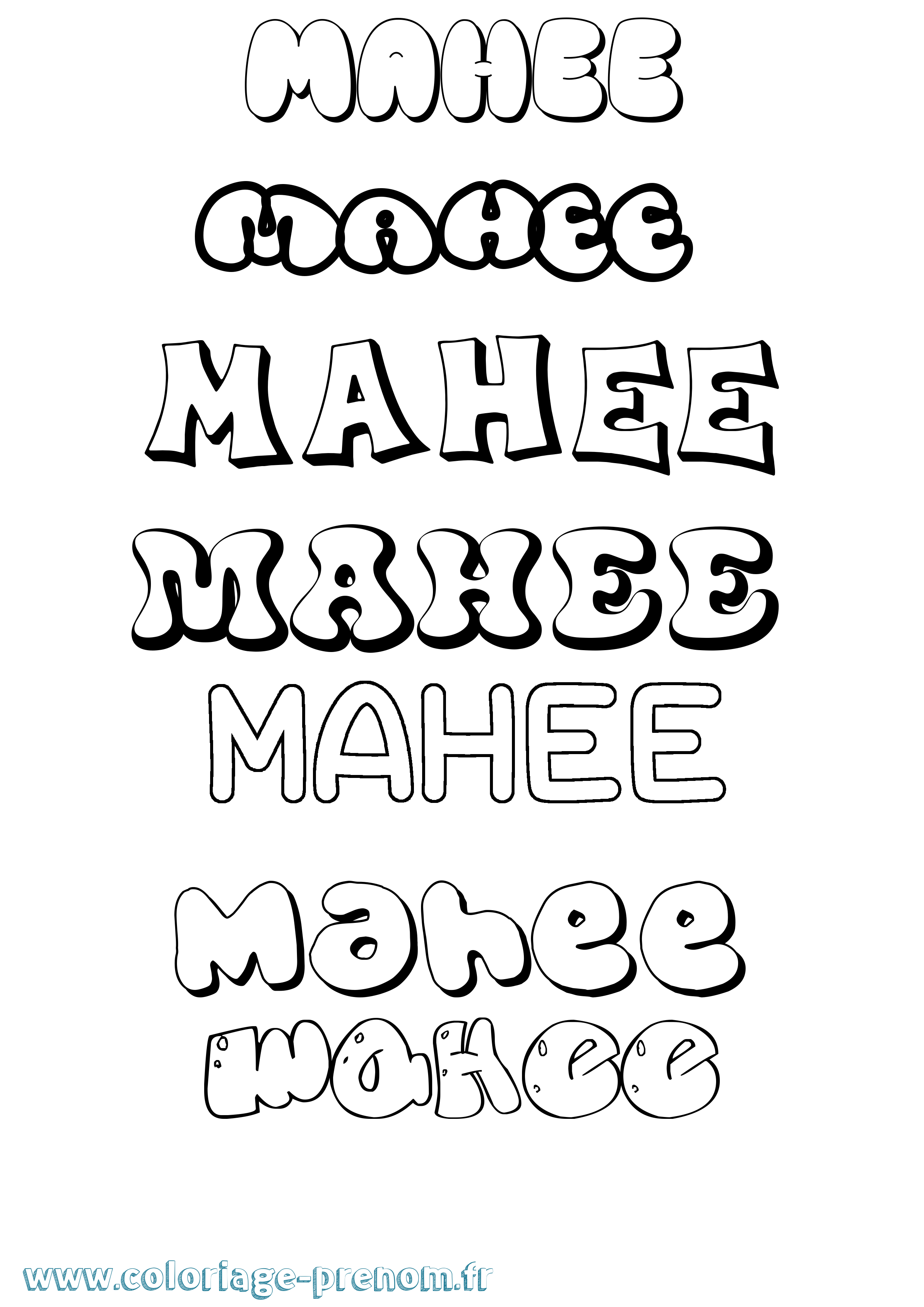 Coloriage Mahee Bubble Coloriage prénom Mahee Bubble