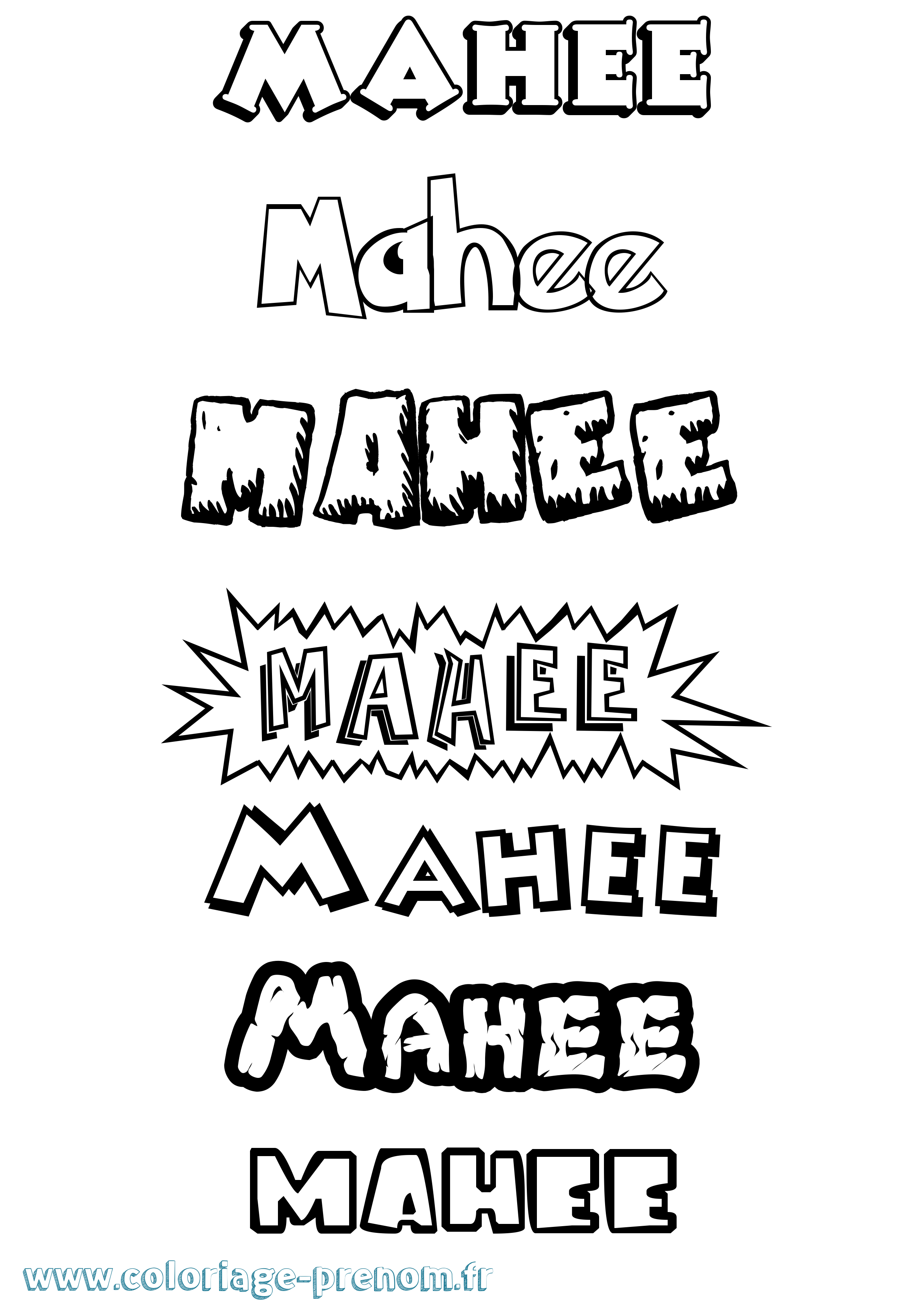 Coloriage Mahee Dessin Animé Coloriage prénom Mahee Dessin Animé