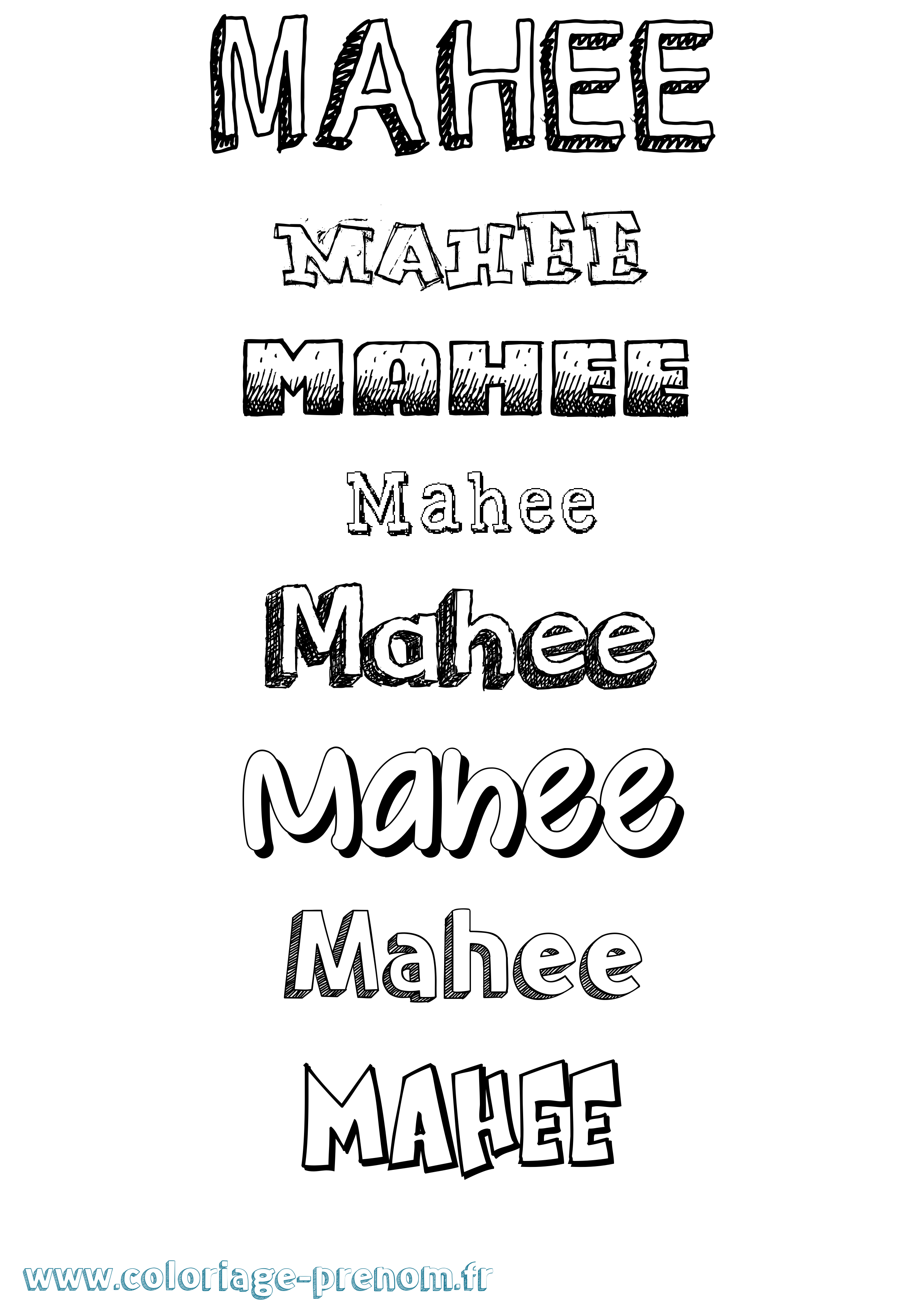Coloriage Mahee Dessiné Coloriage prénom Mahee Dessiné