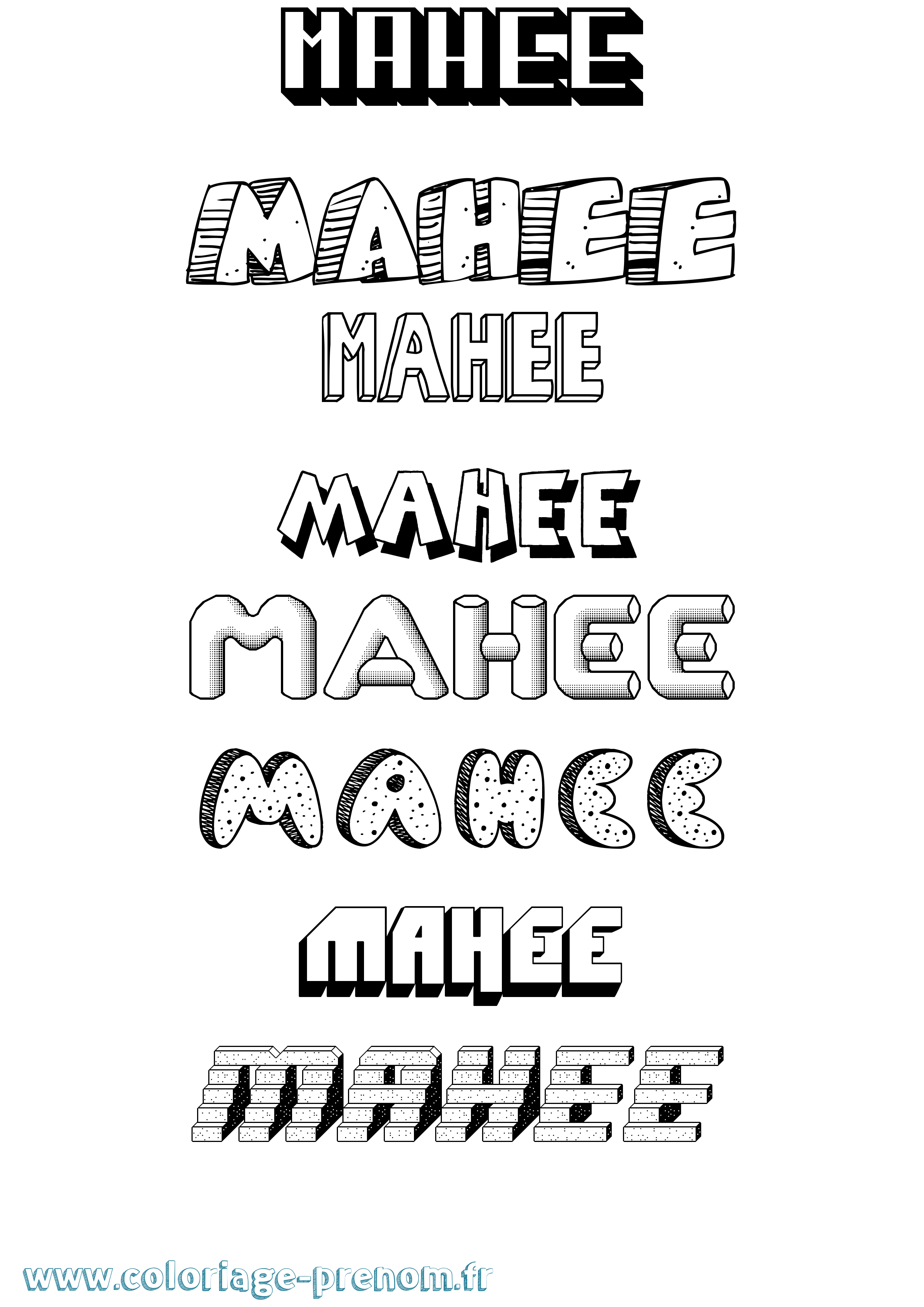 Coloriage Mahee Effet 3D Coloriage prénom Mahee Effet 3D