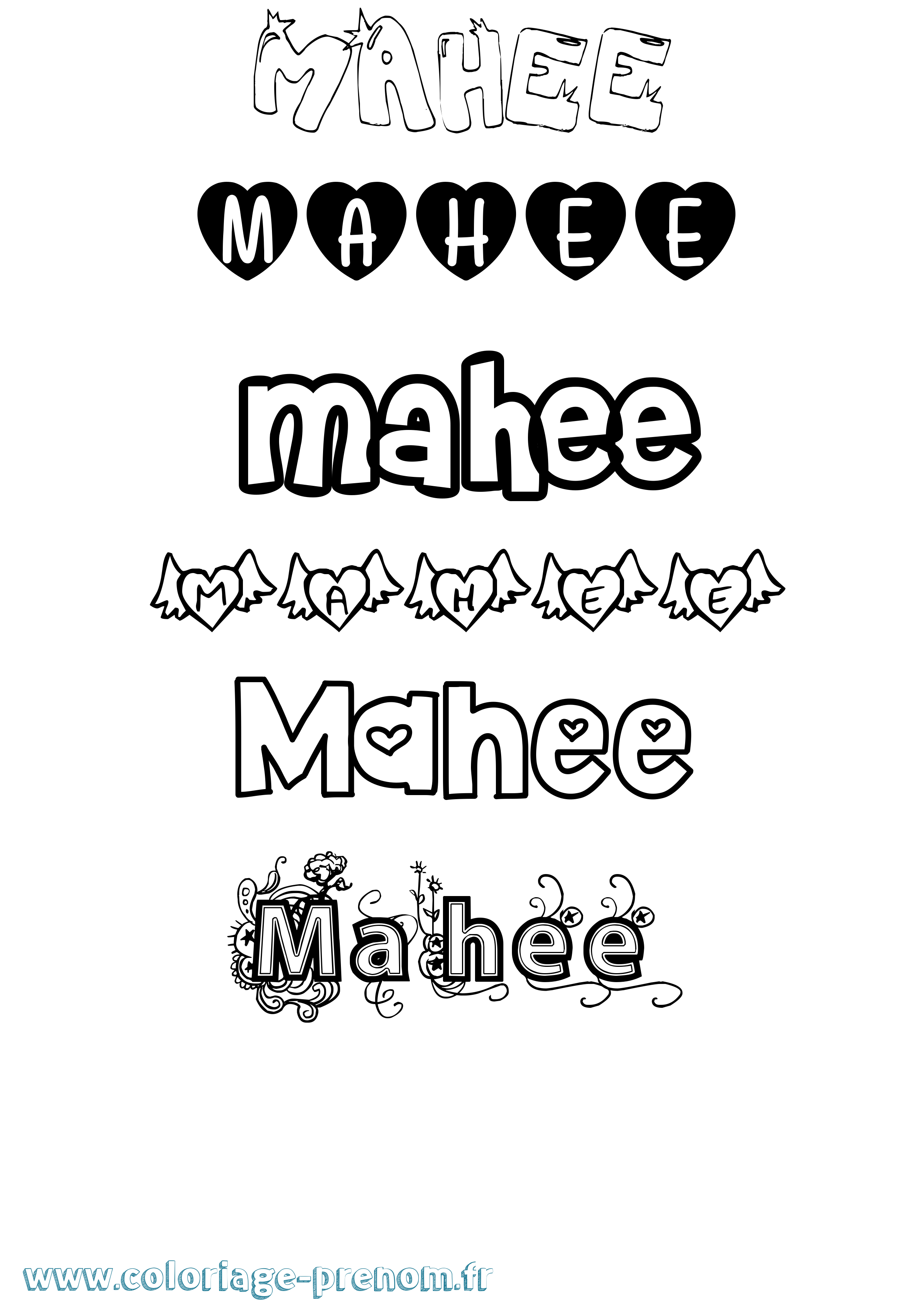 Coloriage Mahee Girly Coloriage prénom Mahee Girly