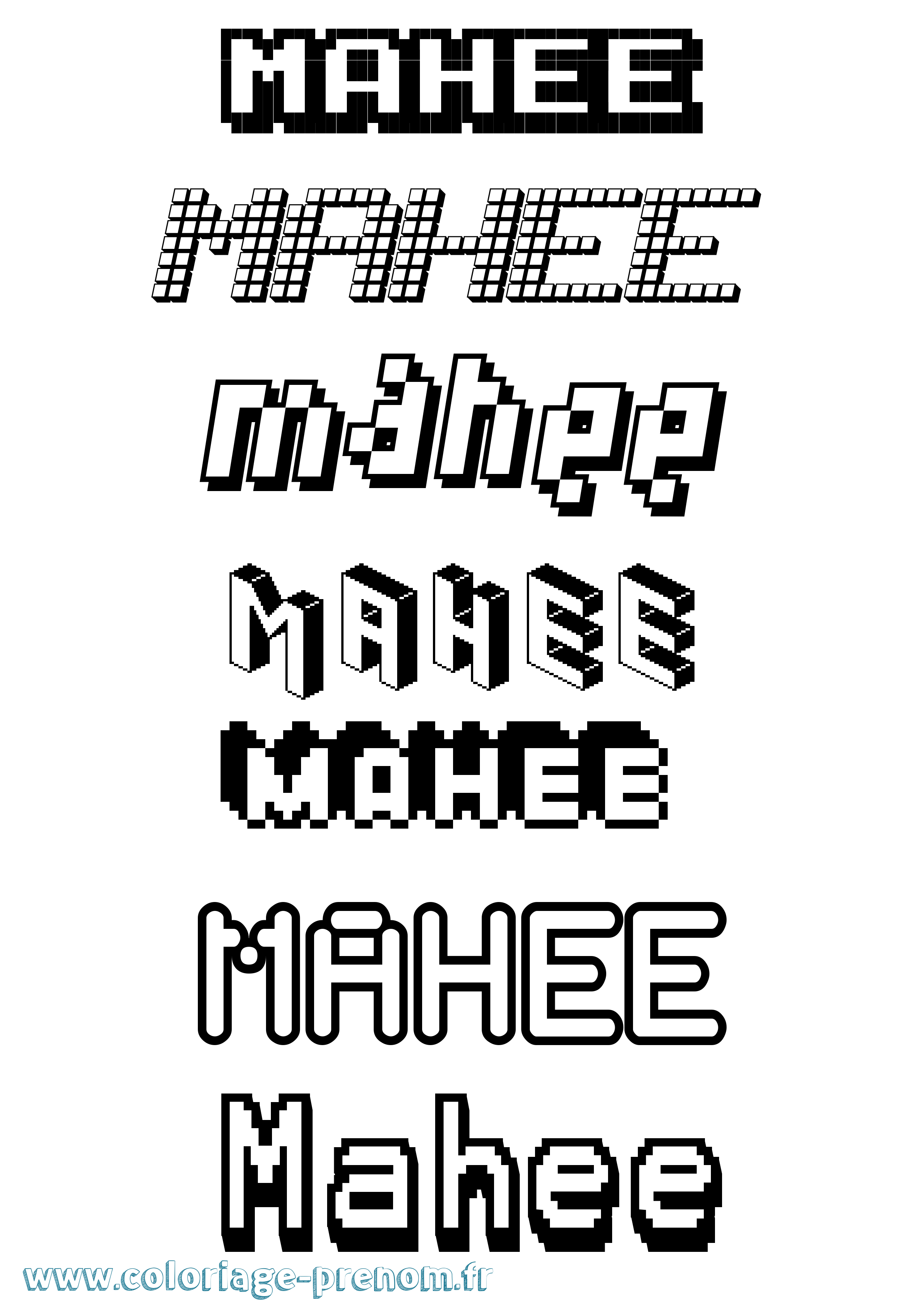 Coloriage Mahee Pixel Coloriage prénom Mahee Pixel