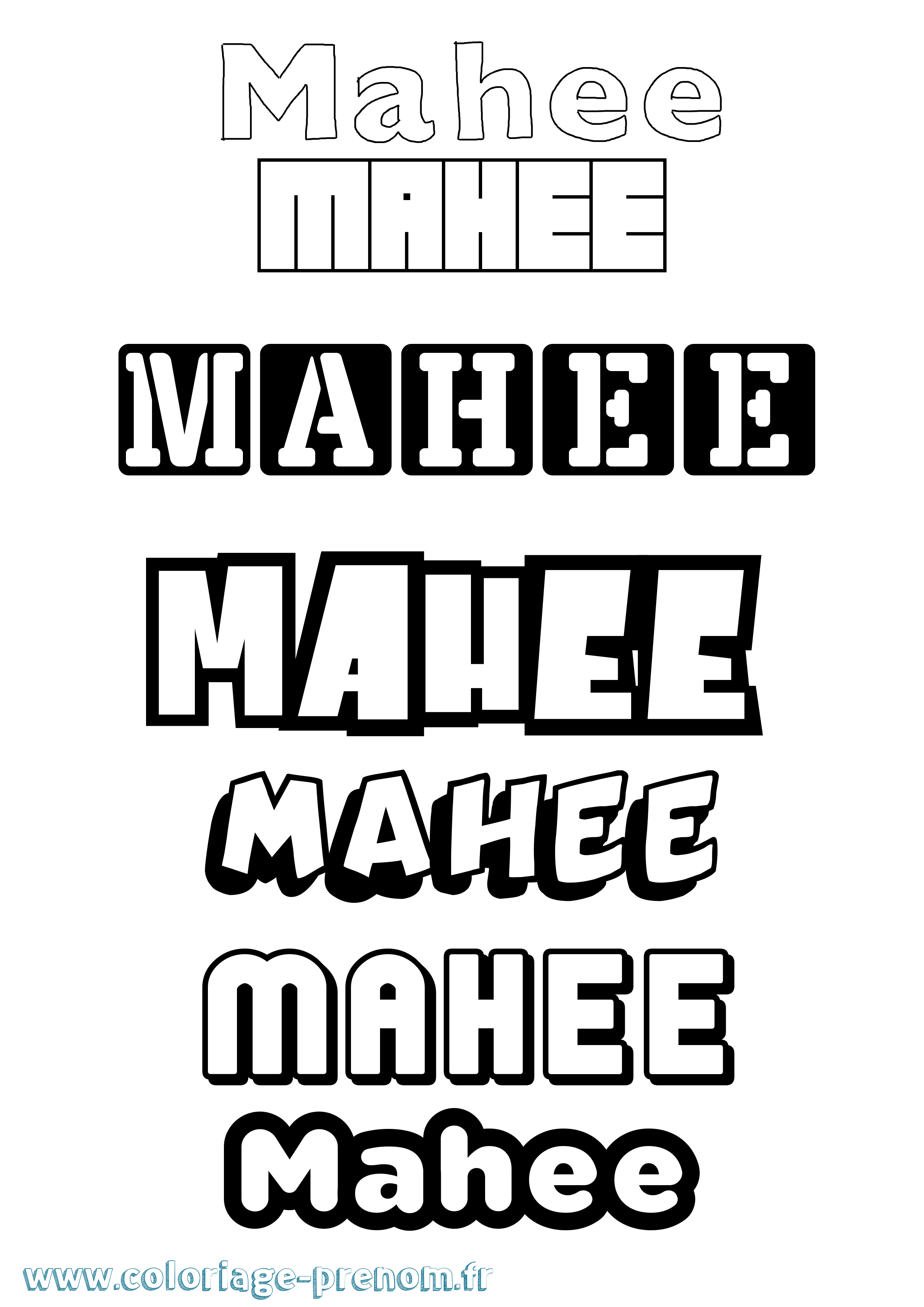Coloriage Mahee Simple Coloriage prénom Mahee Simple