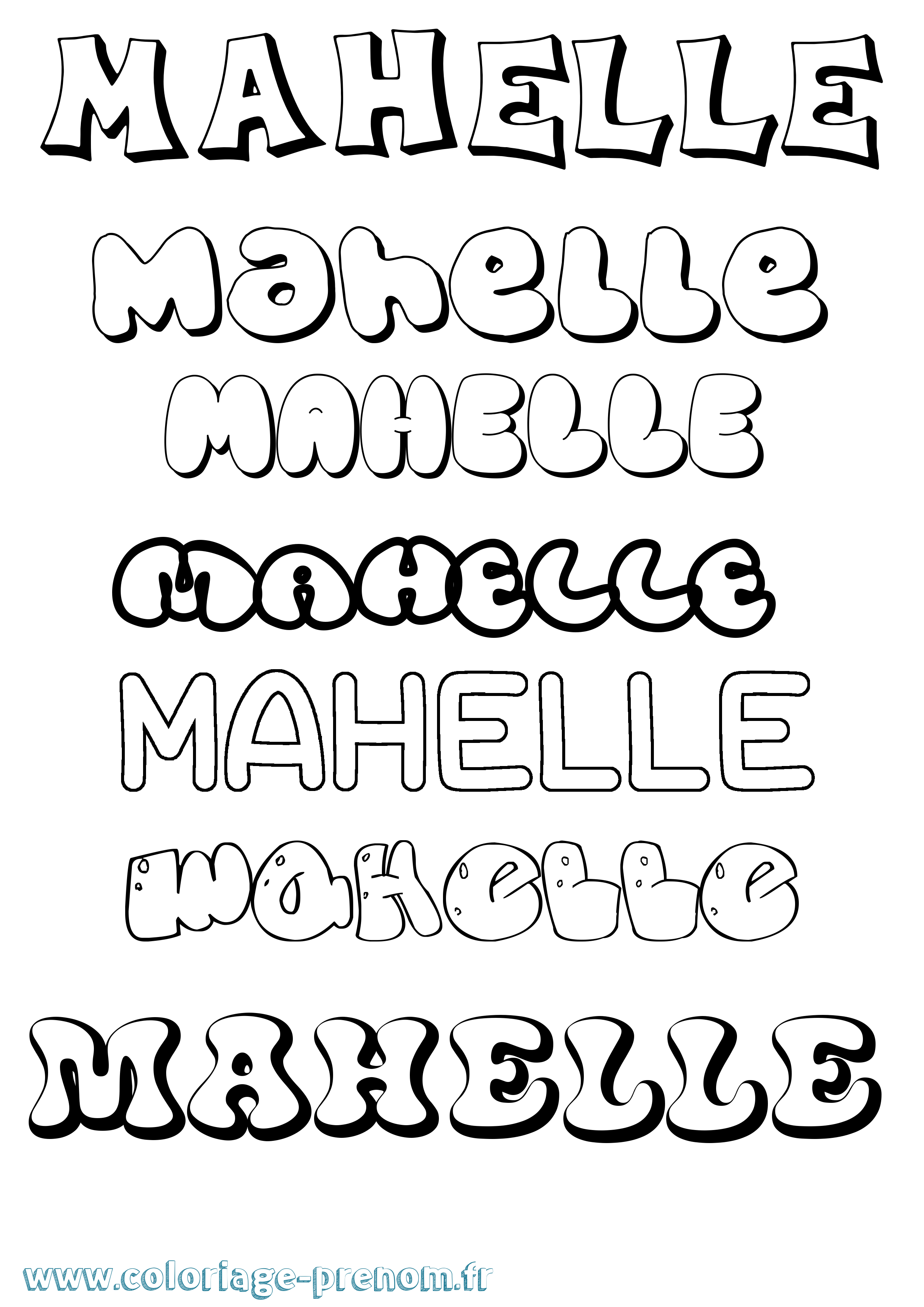 Coloriage Mahelle Bubble Coloriage prénom Mahelle Bubble