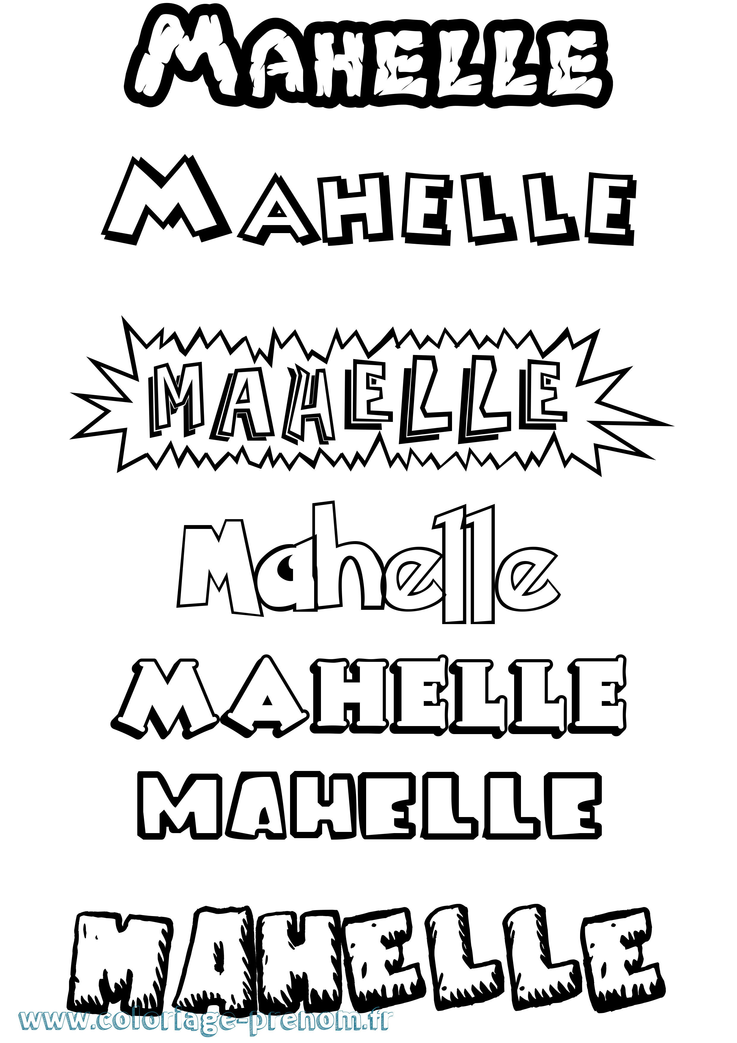 Coloriage Mahelle Dessin Animé Coloriage prénom Mahelle Dessin Animé