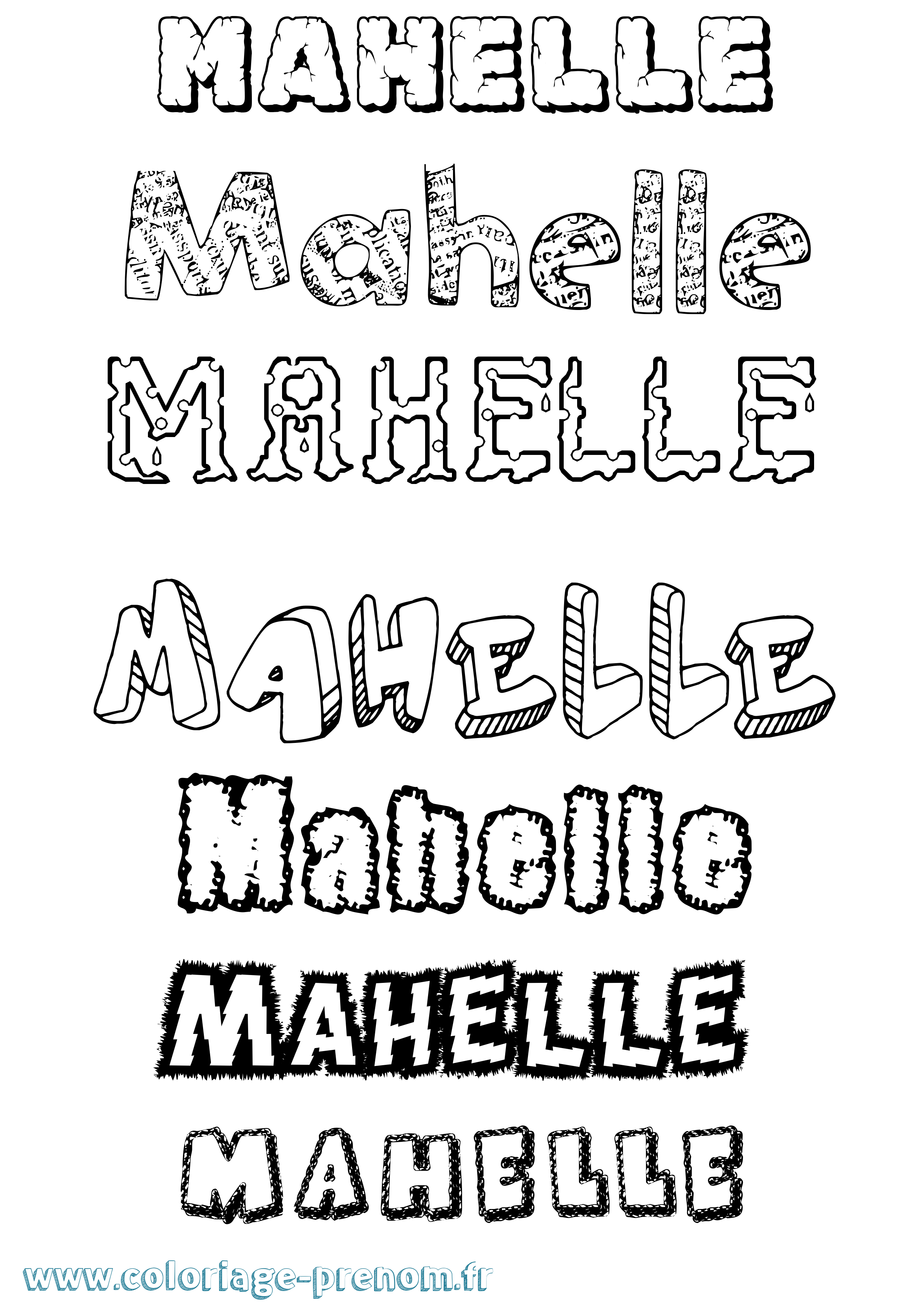 Coloriage Mahelle Destructuré Coloriage prénom Mahelle Destructuré