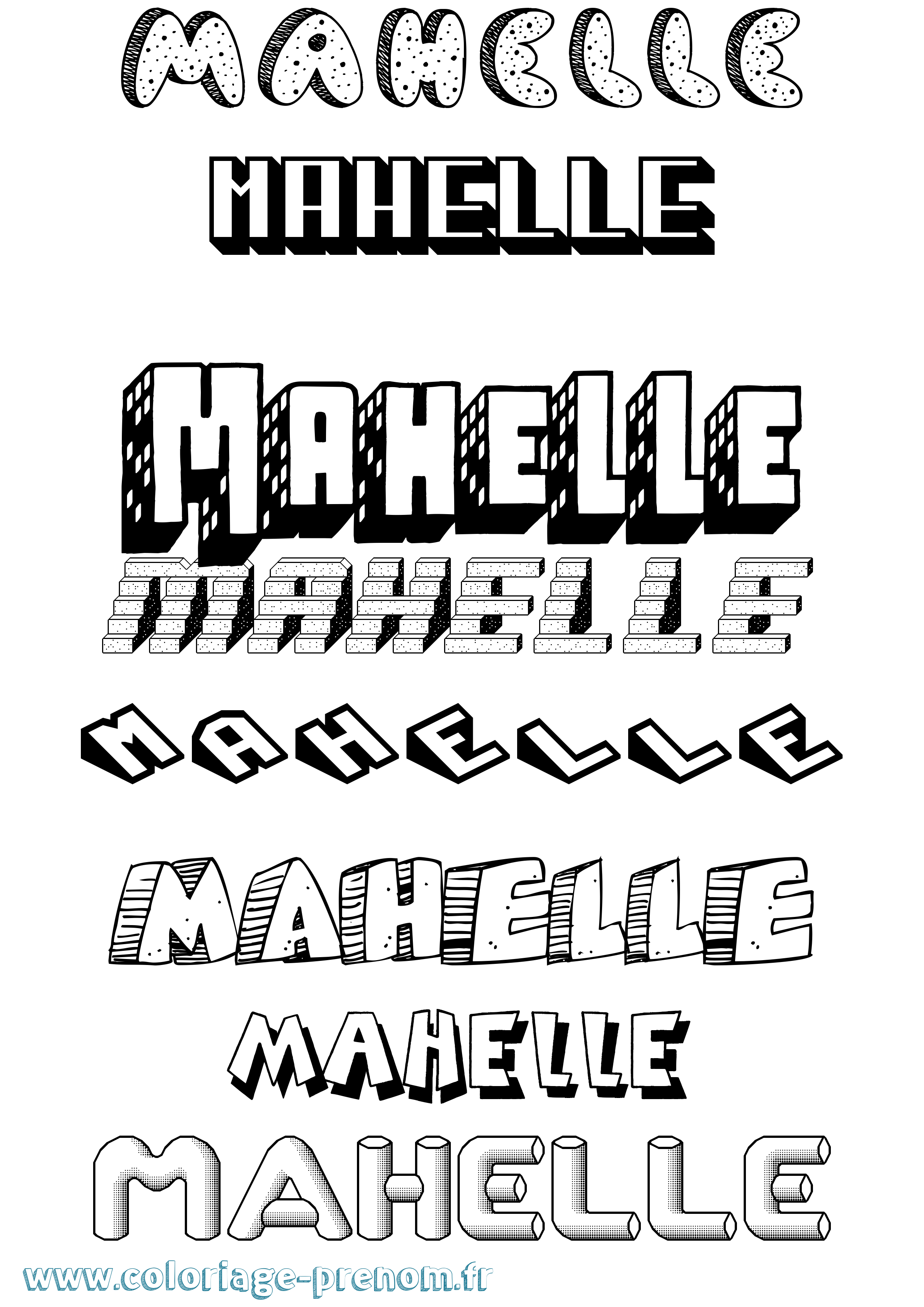 Coloriage Mahelle Effet 3D Coloriage prénom Mahelle Effet 3D