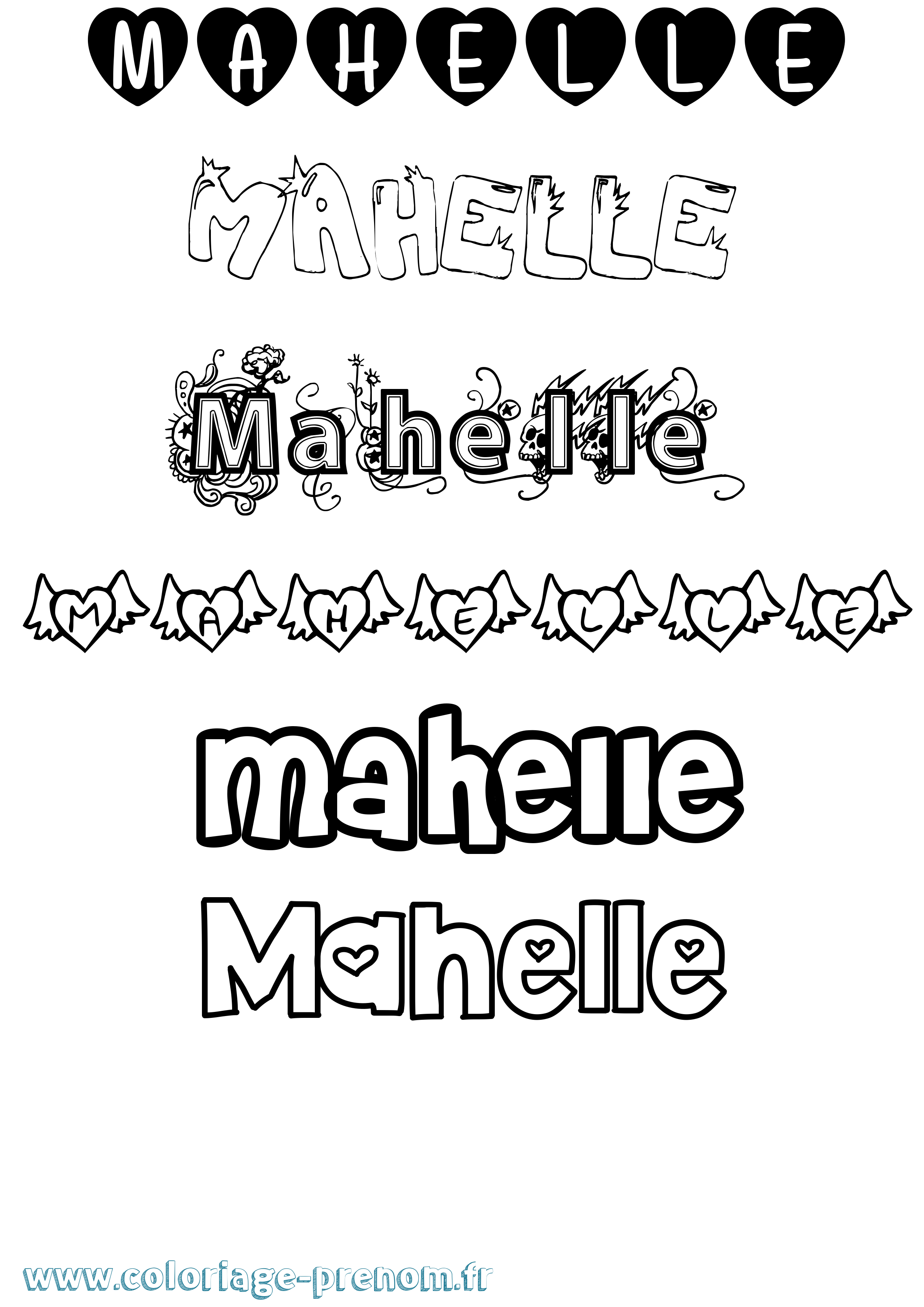 Coloriage Mahelle Girly Coloriage prénom Mahelle Girly