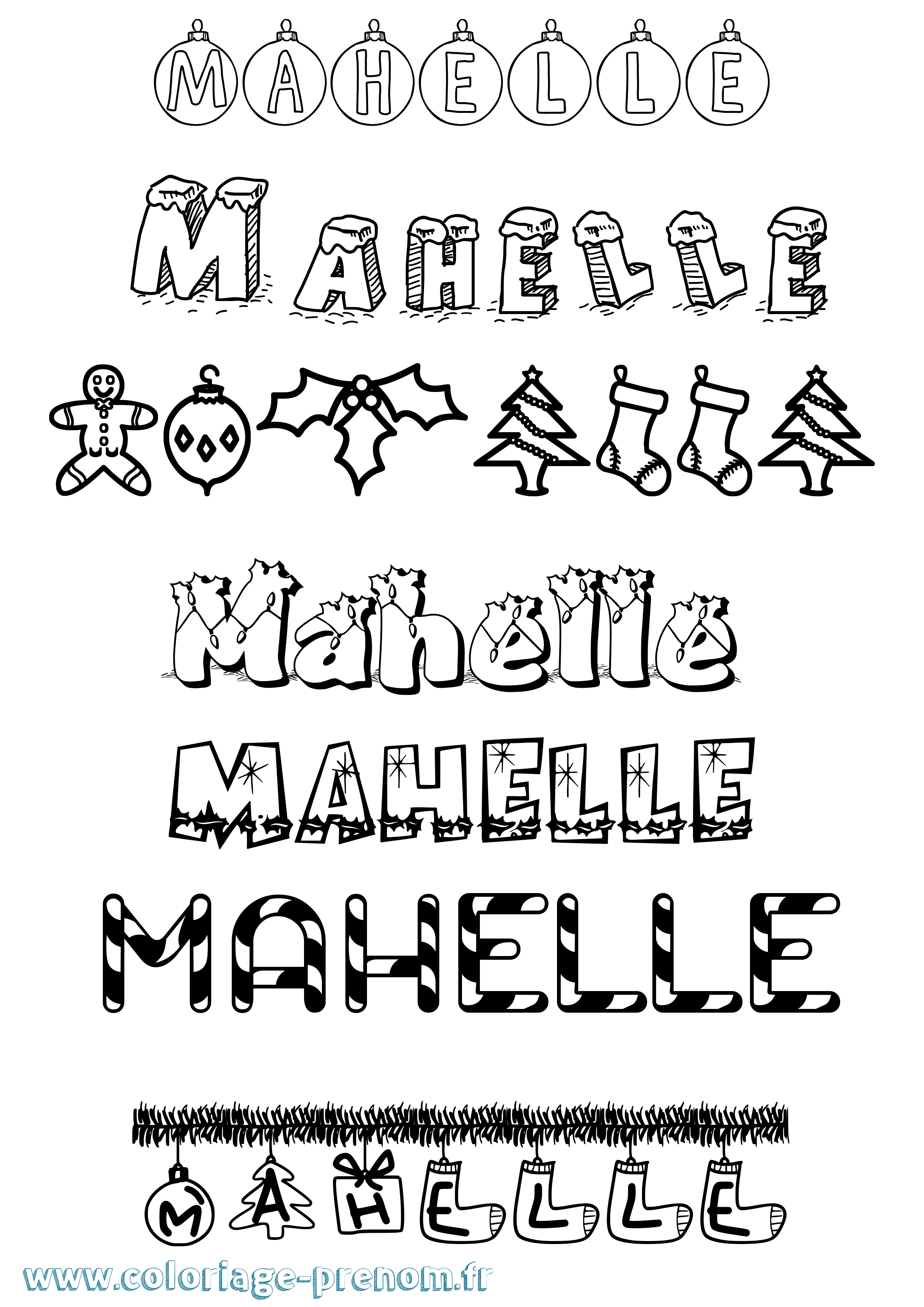 Coloriage Mahelle Noël Coloriage prénom Mahelle Noël