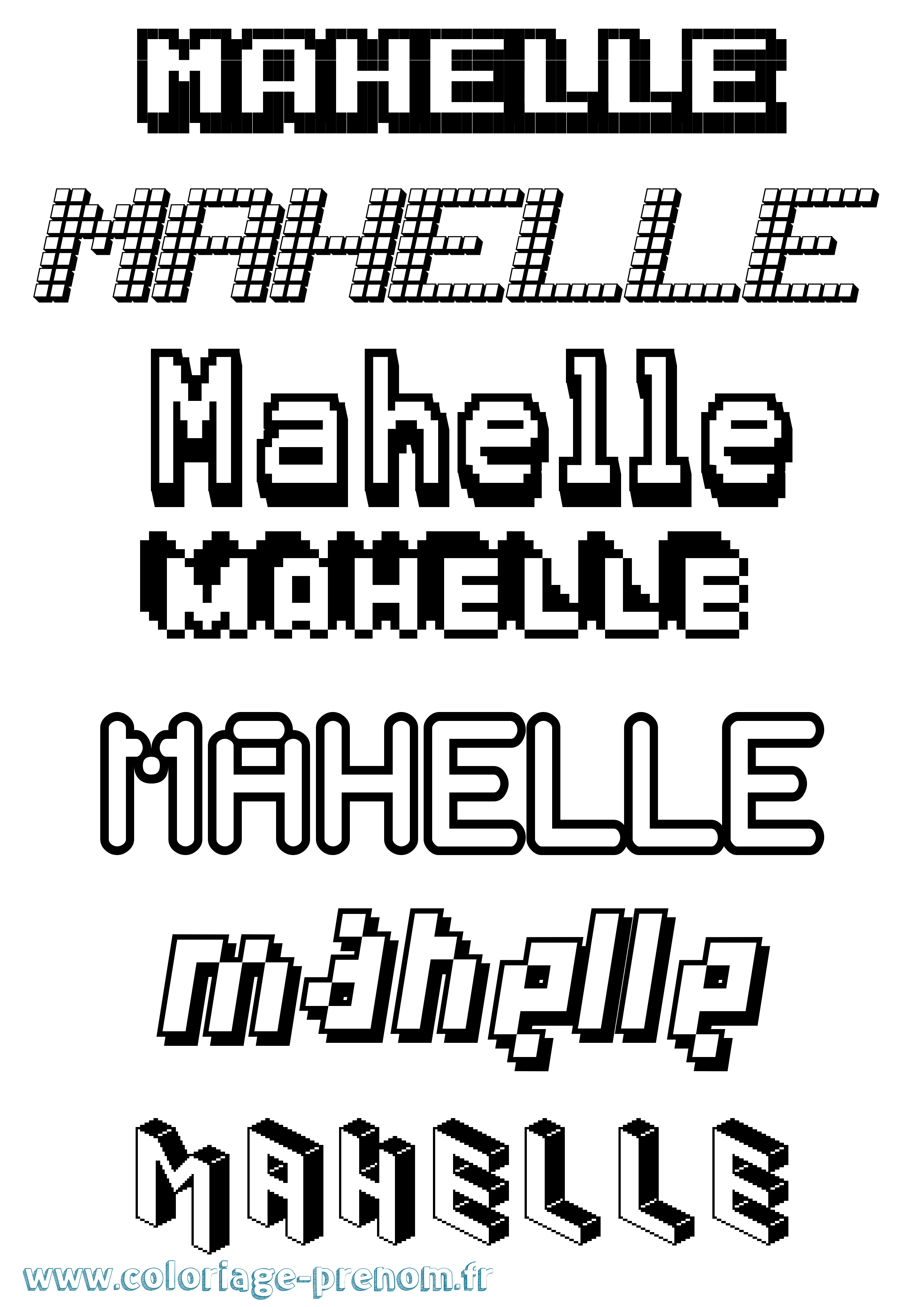 Coloriage Mahelle Pixel Coloriage prénom Mahelle Pixel