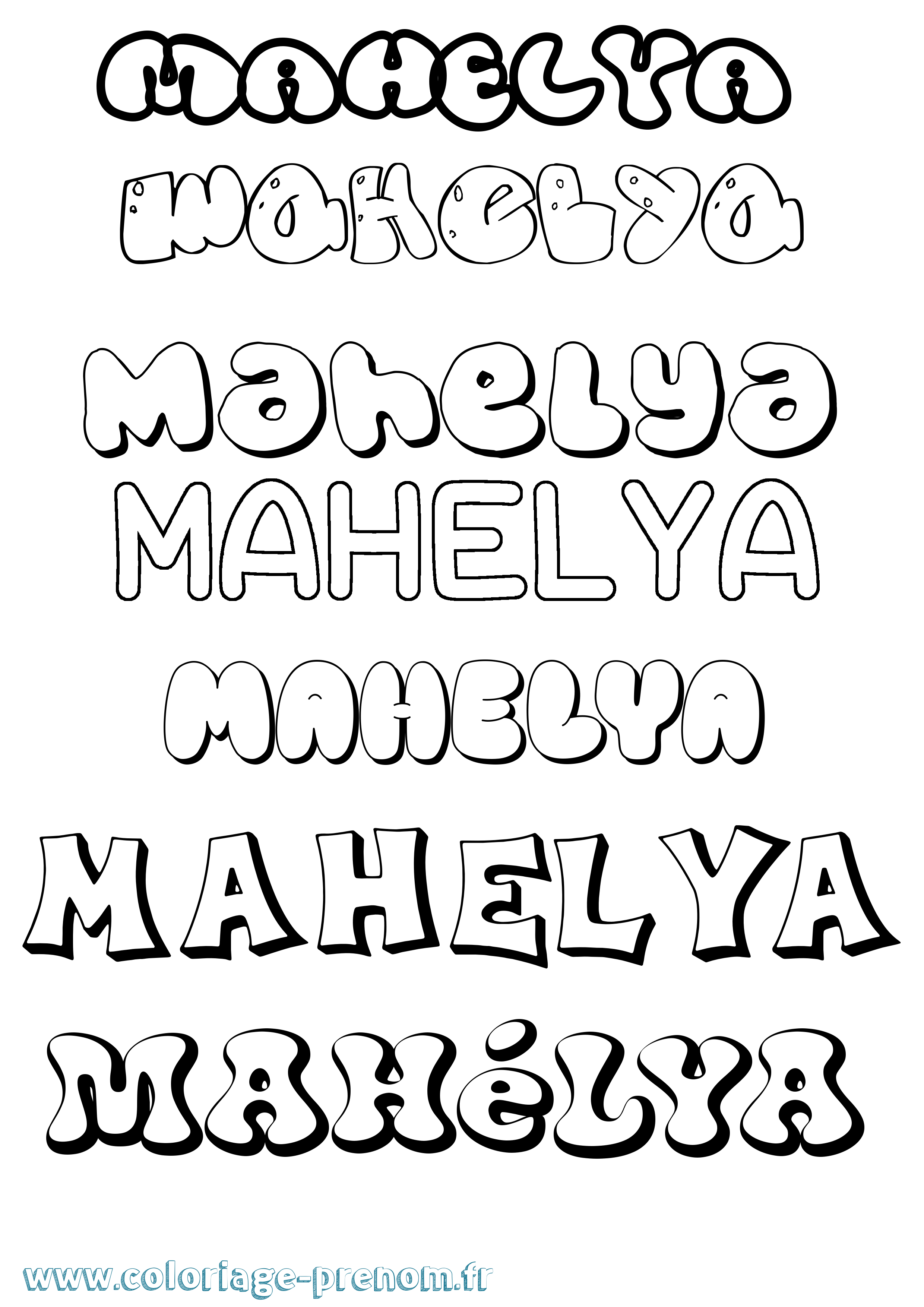 Coloriage Mahélya Bubble Coloriage prénom Mahélya Bubble