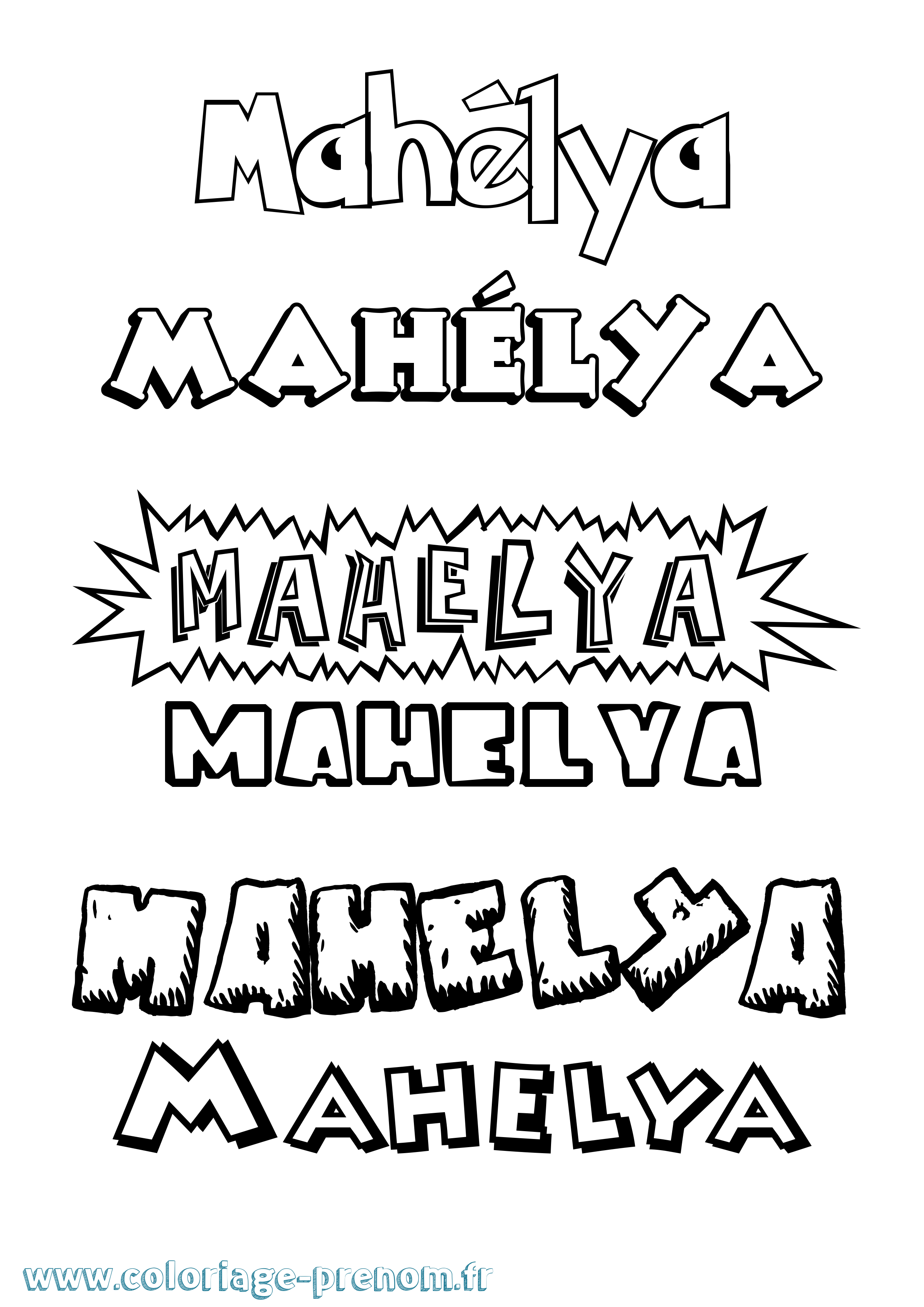 Coloriage Mahélya Dessin Animé Coloriage prénom Mahélya Dessin Animé