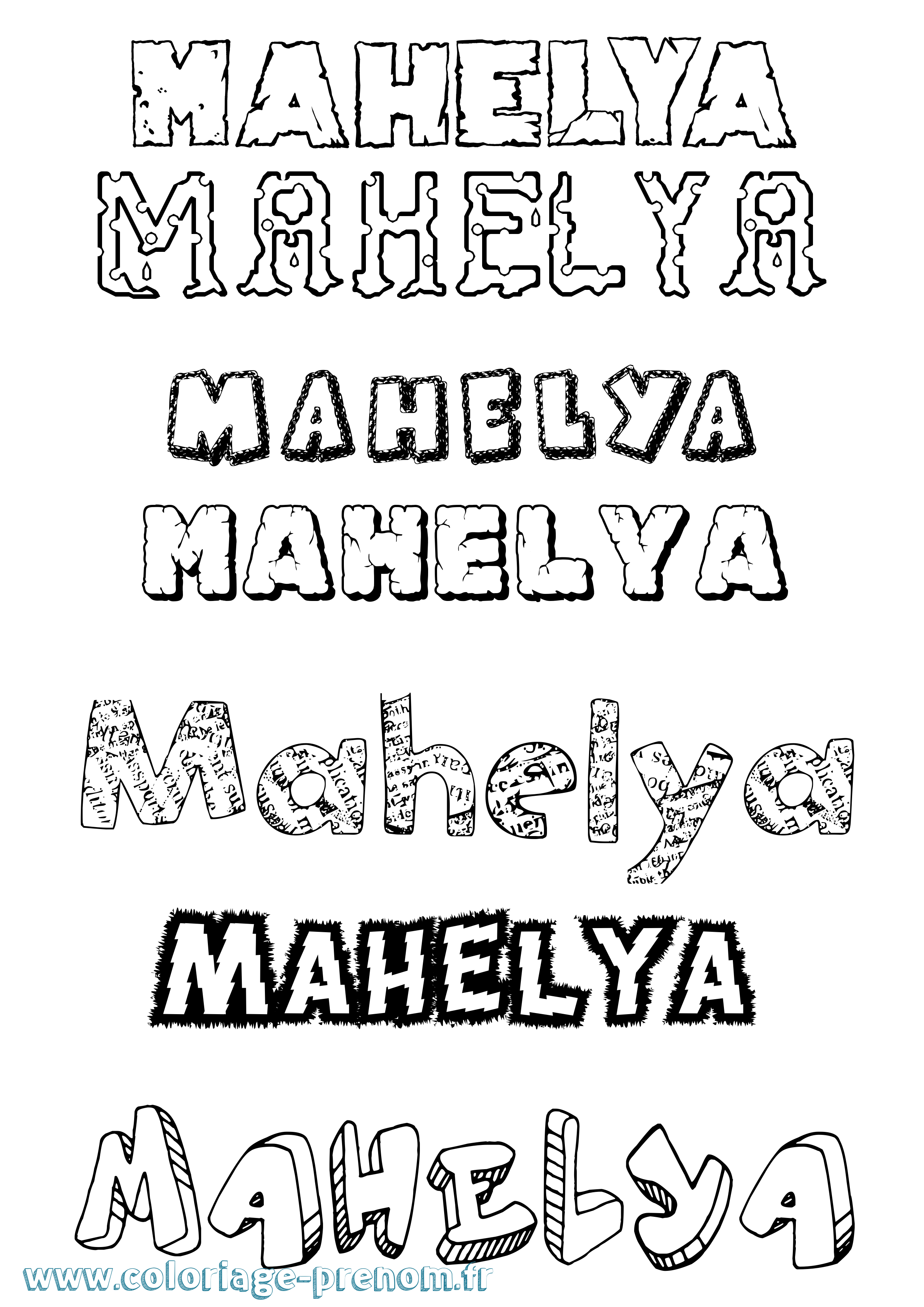 Coloriage Mahélya Destructuré Coloriage prénom Mahélya Destructuré