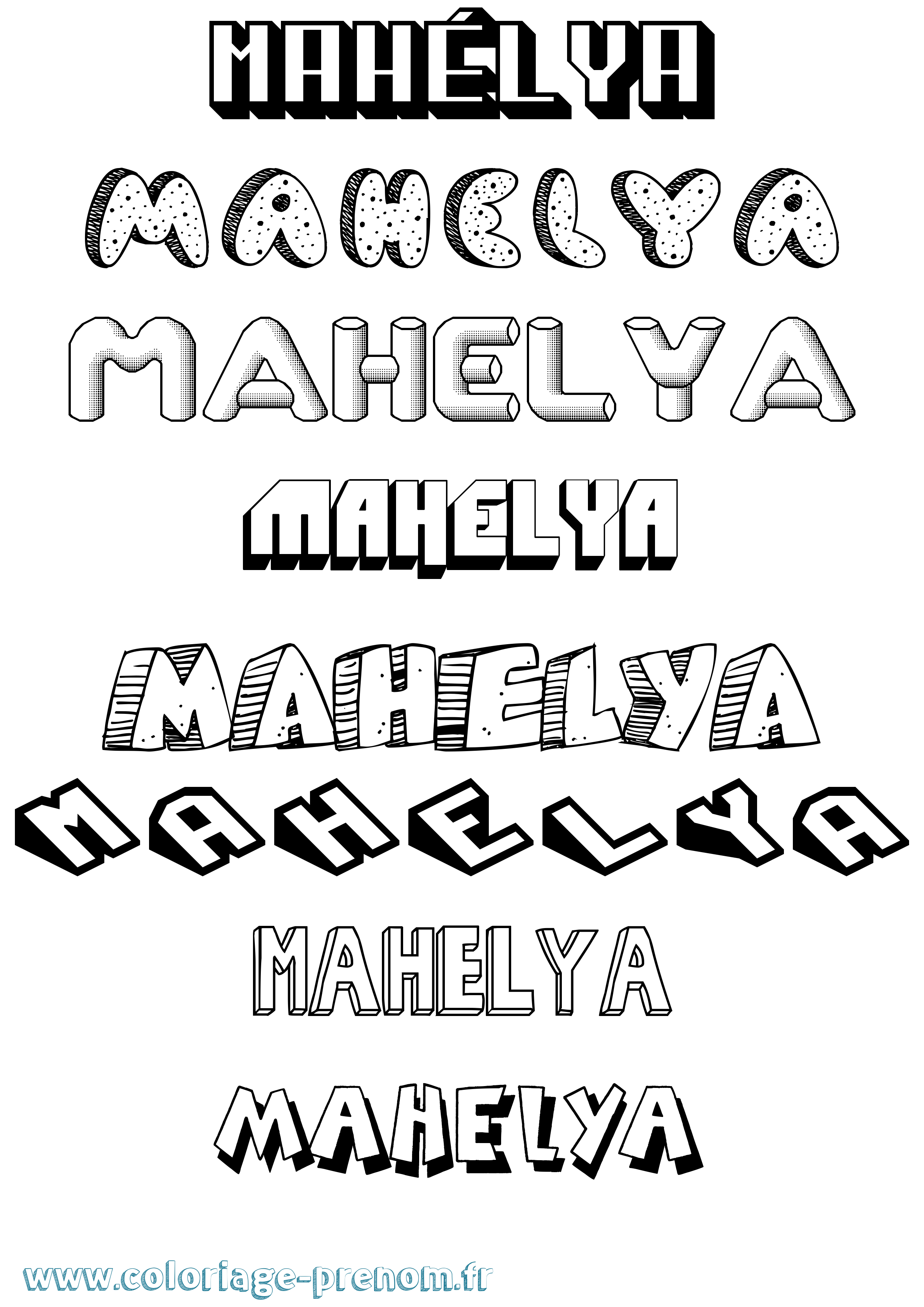 Coloriage Mahélya Effet 3D Coloriage prénom Mahélya Effet 3D