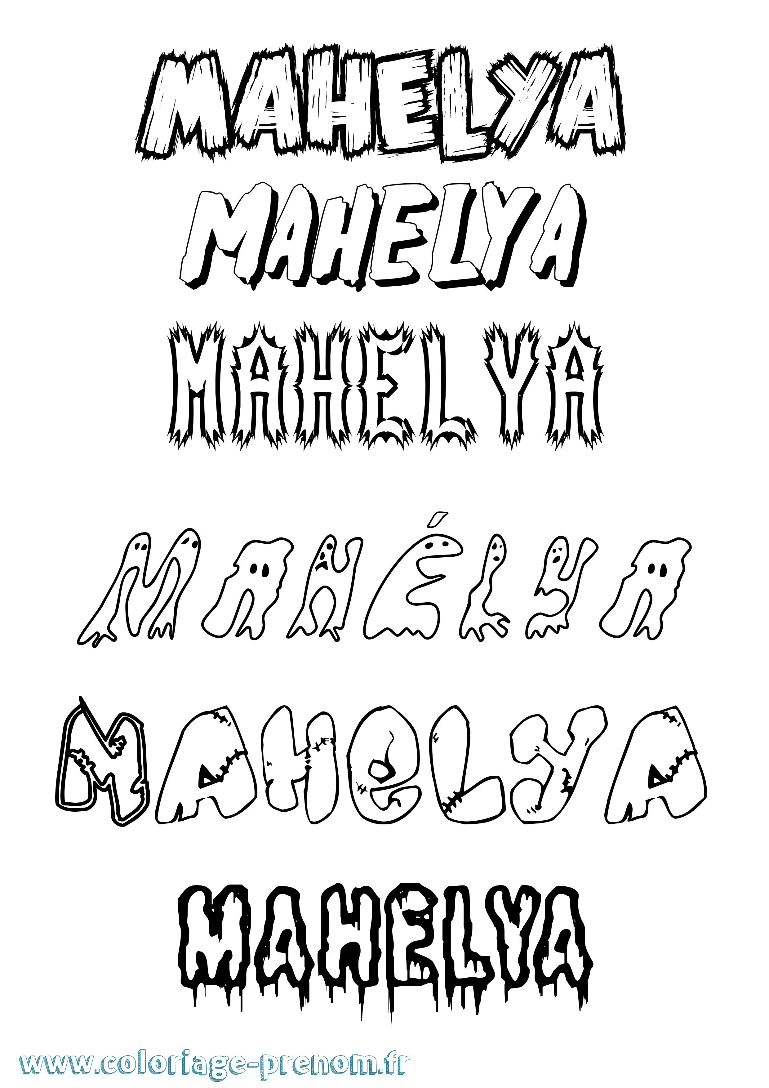 Coloriage Mahélya Frisson Coloriage prénom Mahélya Frisson