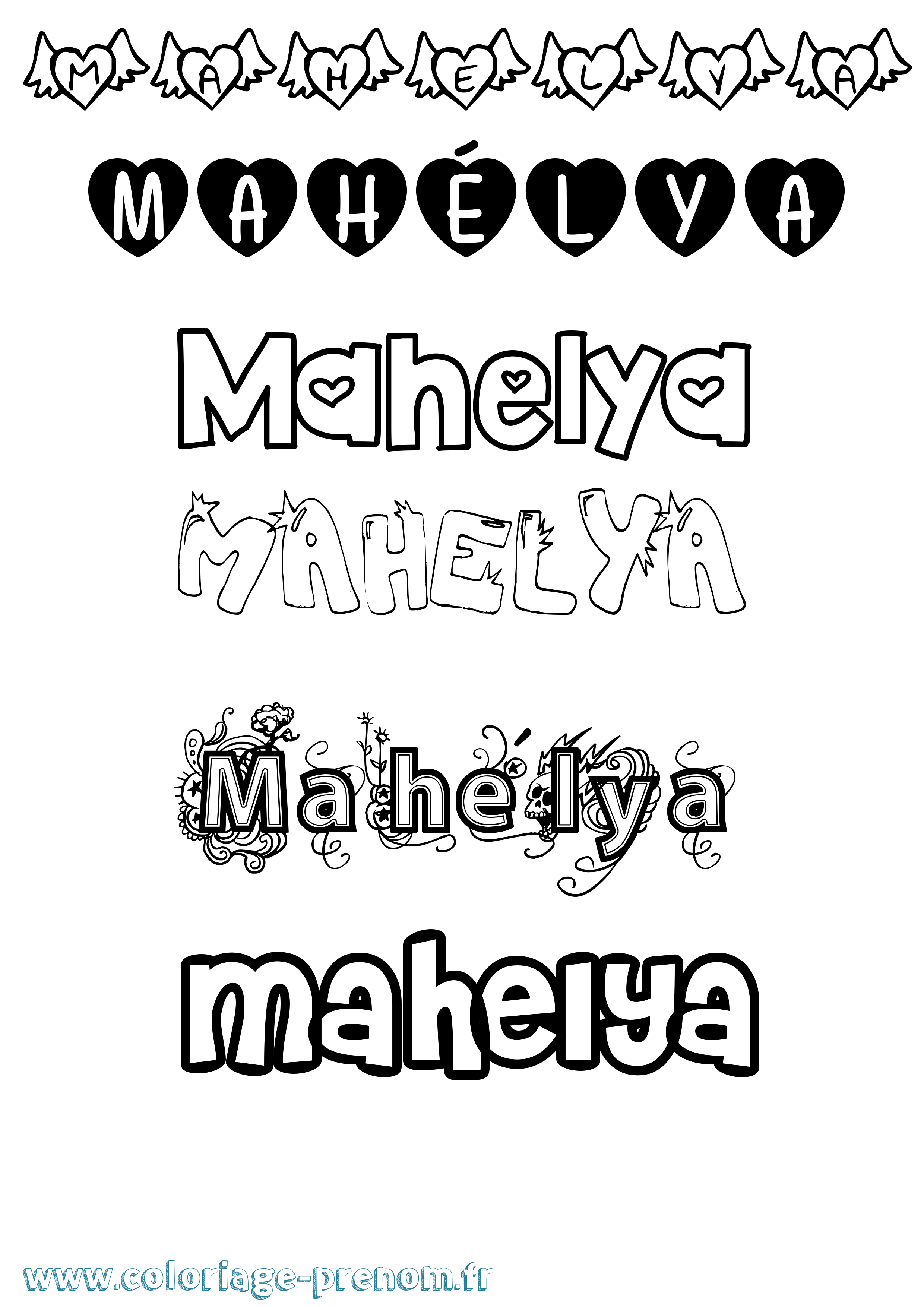 Coloriage Mahélya Girly Coloriage prénom Mahélya Girly