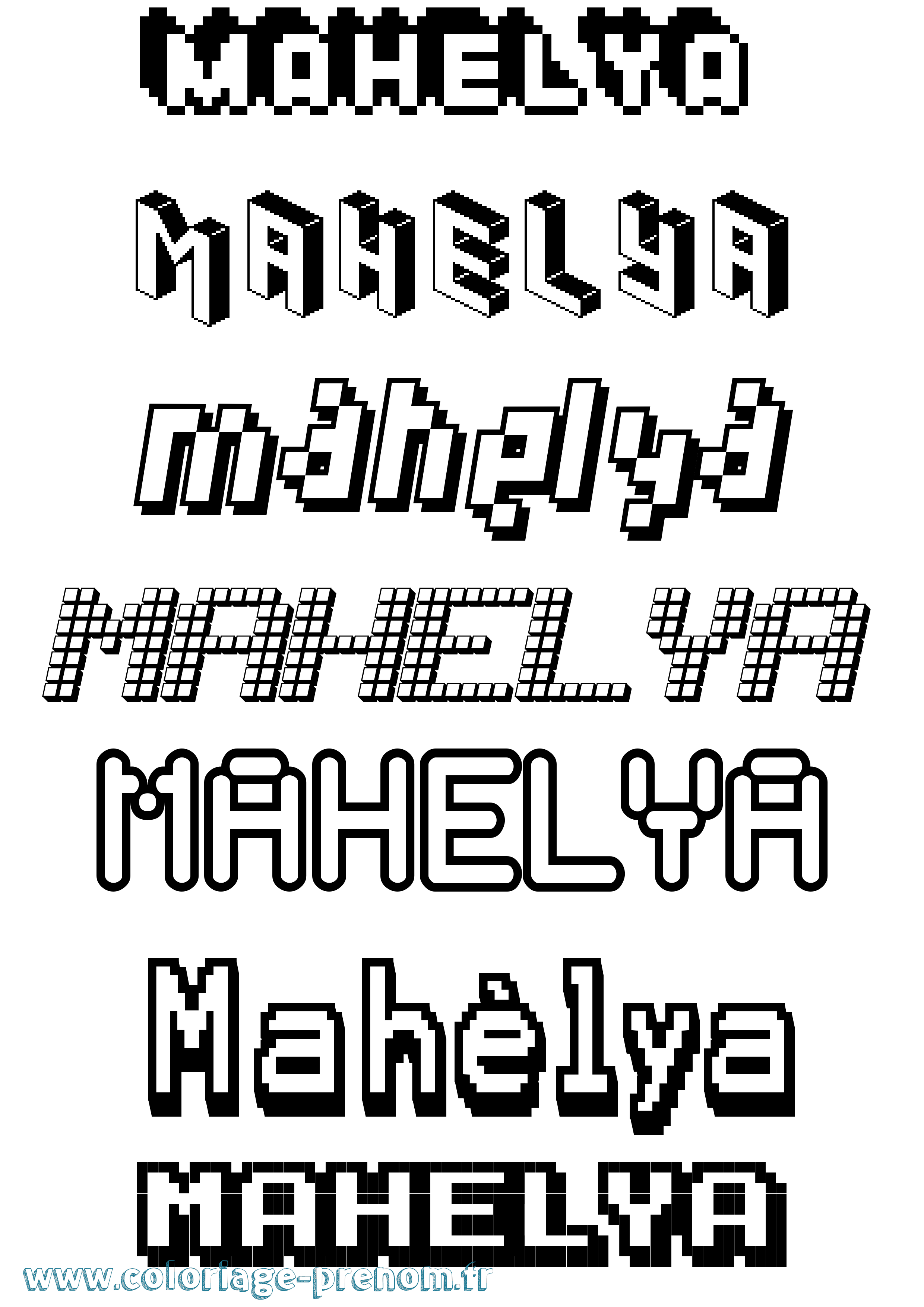 Coloriage Mahélya Pixel Coloriage prénom Mahélya Pixel