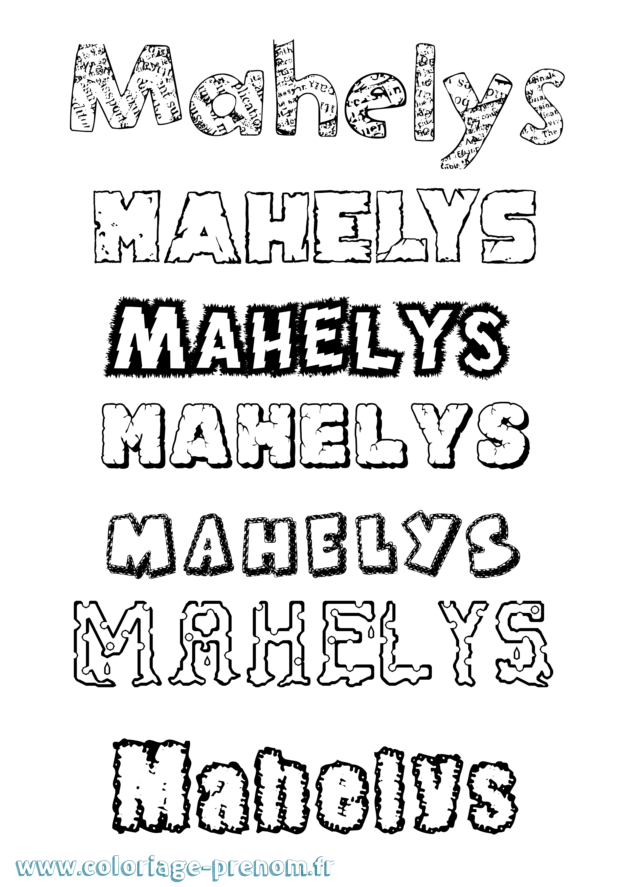 Coloriage Mahelys Destructuré Coloriage prénom Mahelys Destructuré