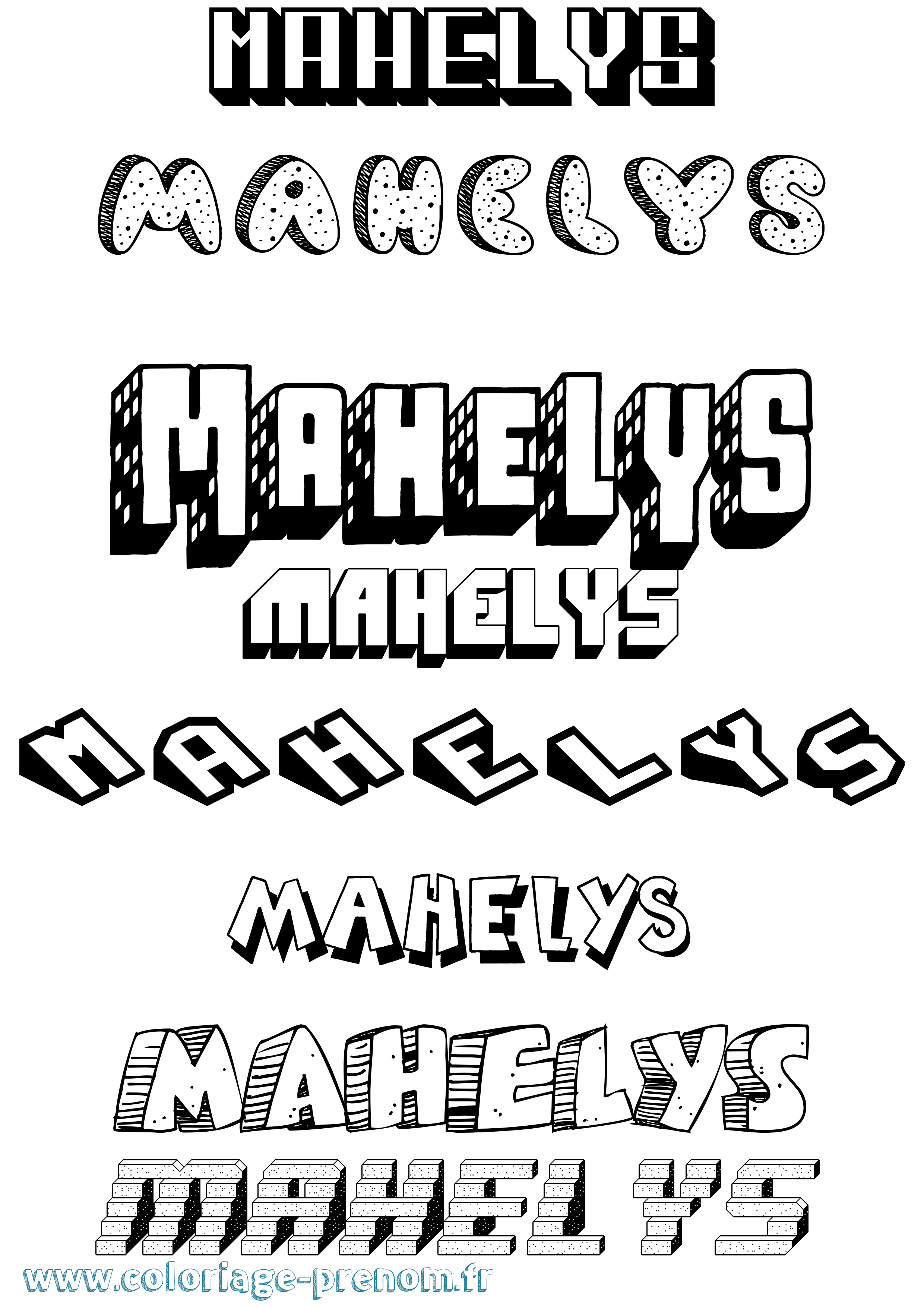 Coloriage Mahelys Effet 3D Coloriage prénom Mahelys Effet 3D