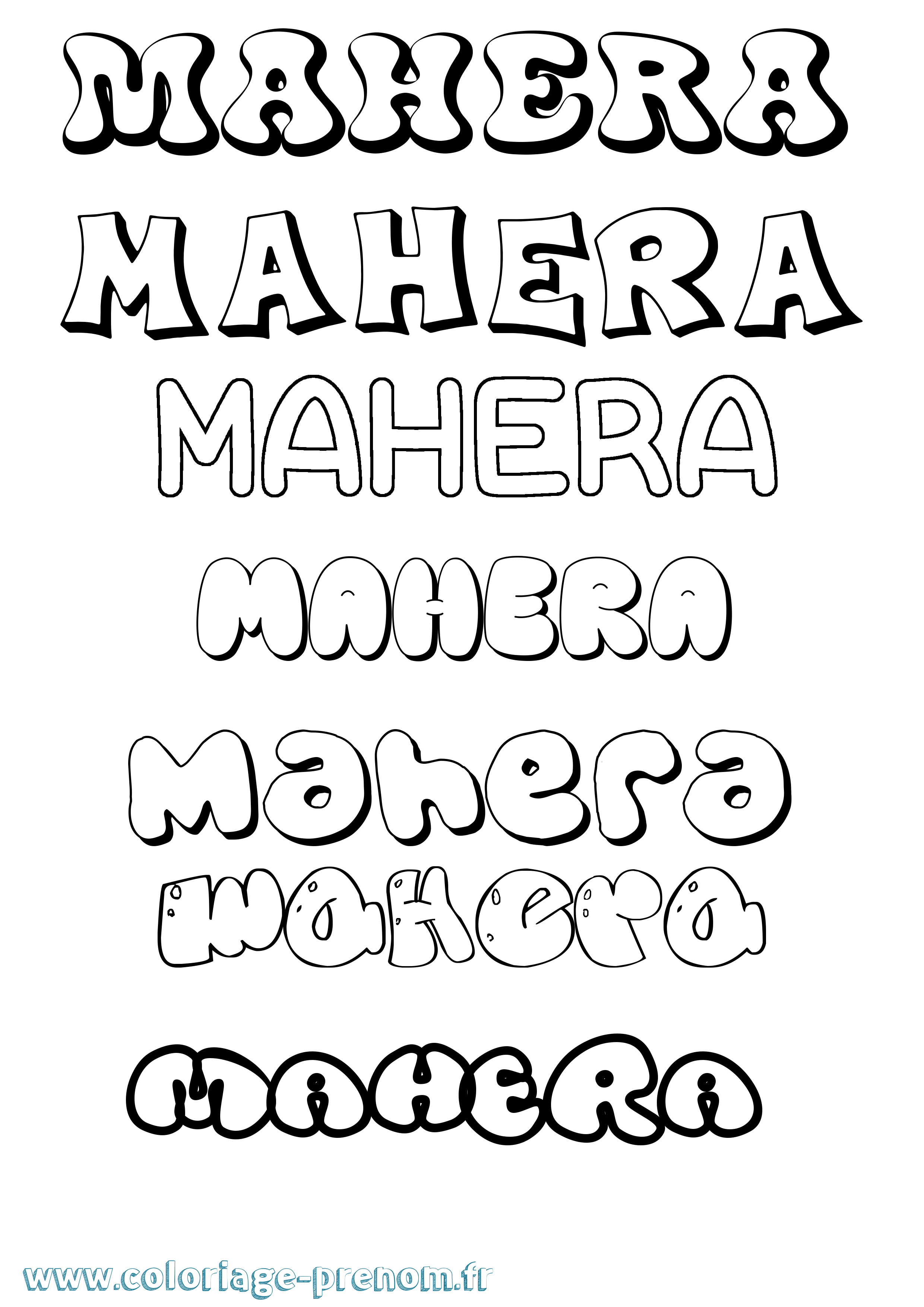 Coloriage Mahera Bubble Coloriage prénom Mahera Bubble