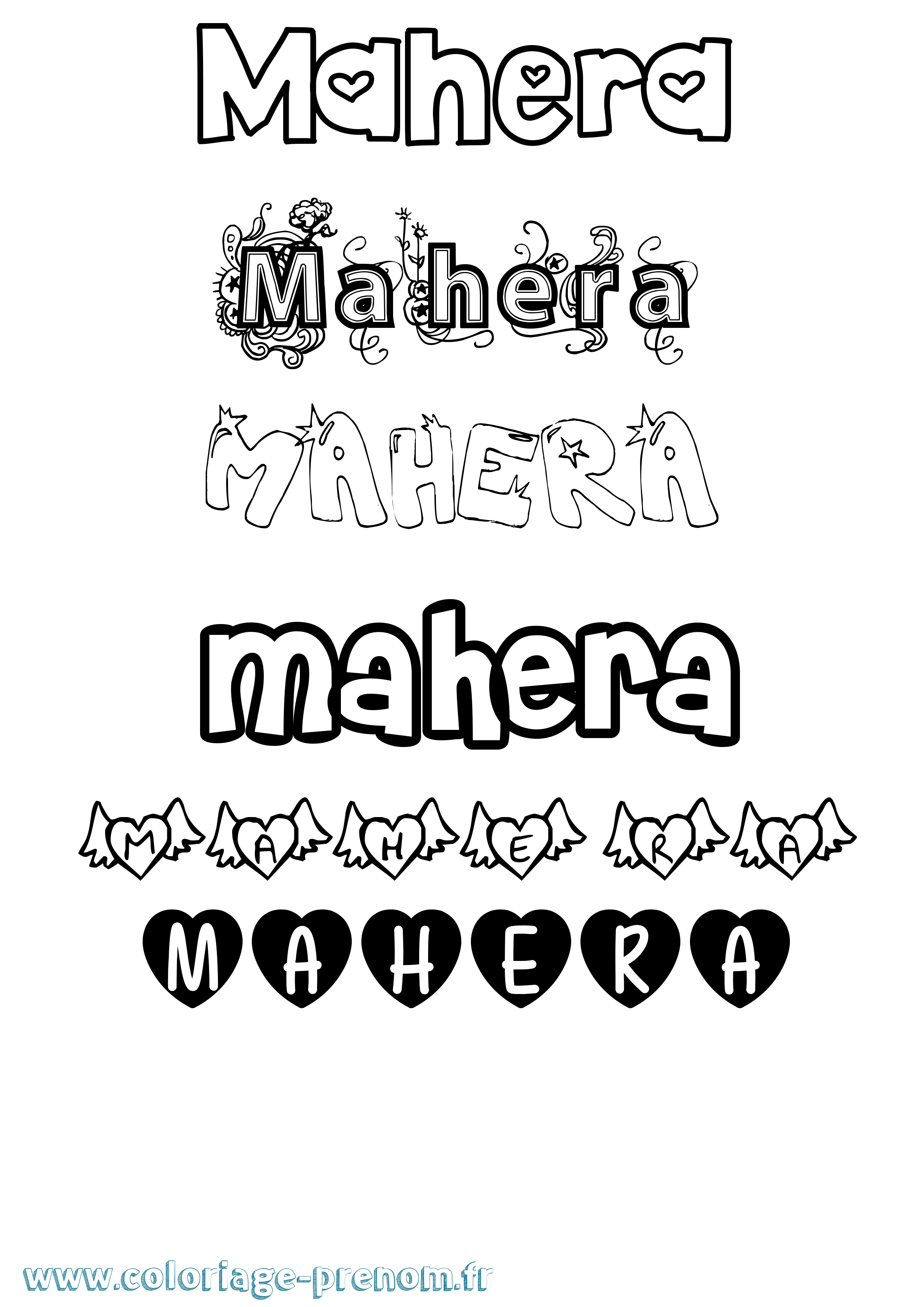 Coloriage Mahera Girly Coloriage prénom Mahera Girly