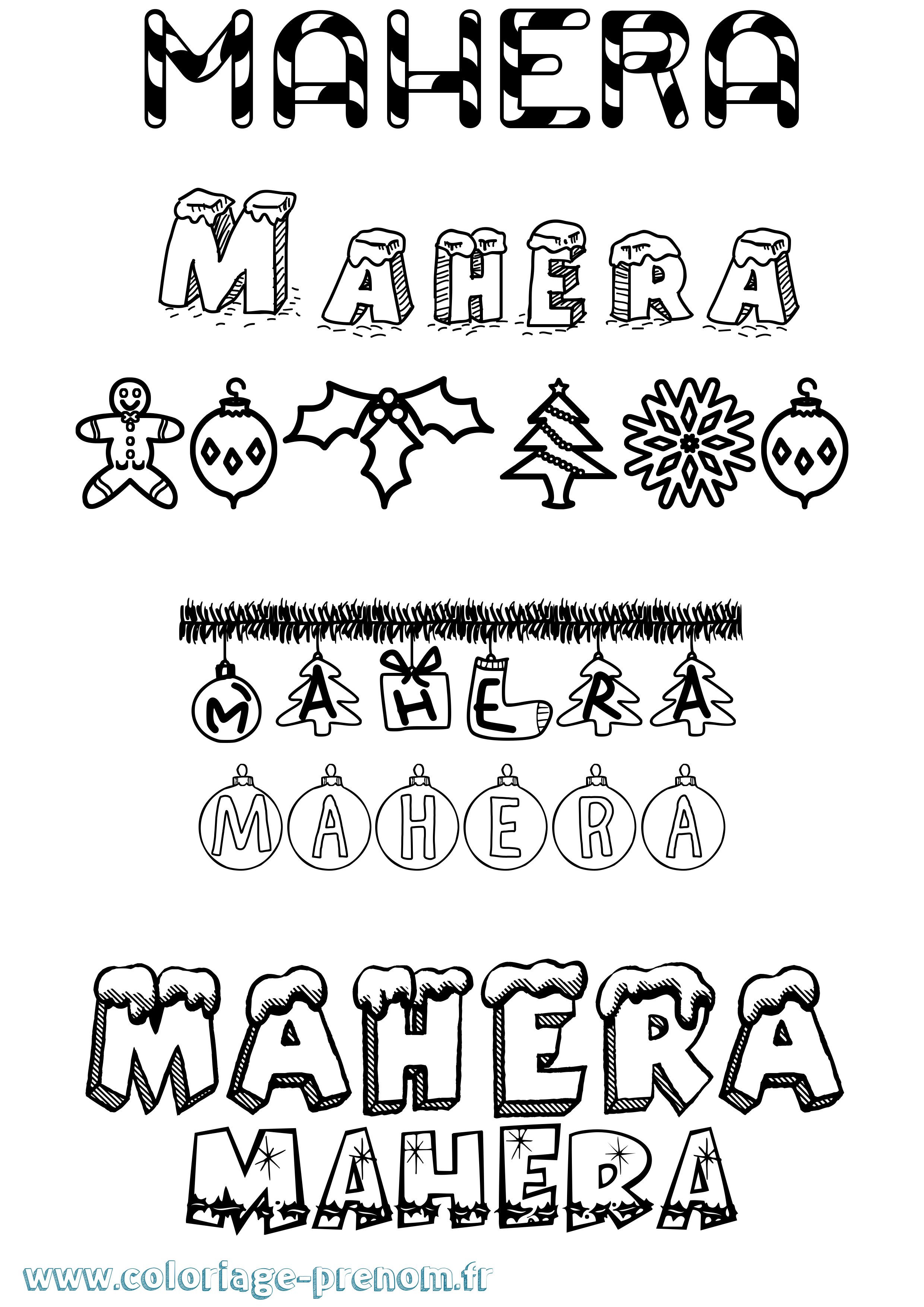 Coloriage Mahera Noël Coloriage prénom Mahera Noël