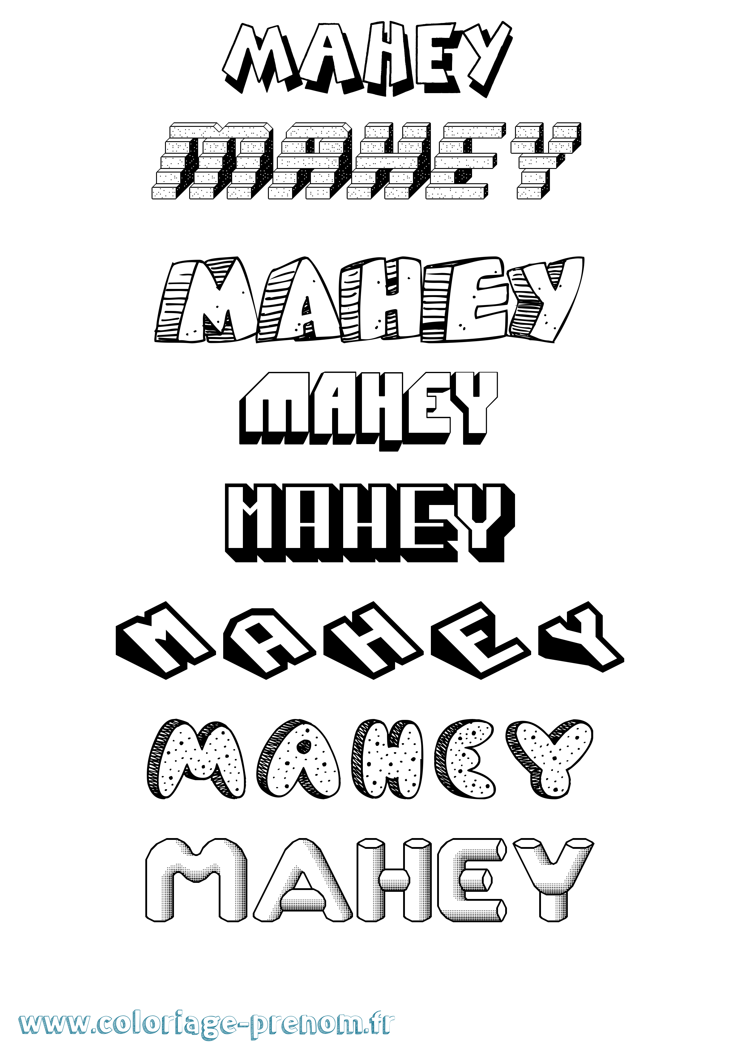 Coloriage Mahey Effet 3D Coloriage prénom Mahey Effet 3D