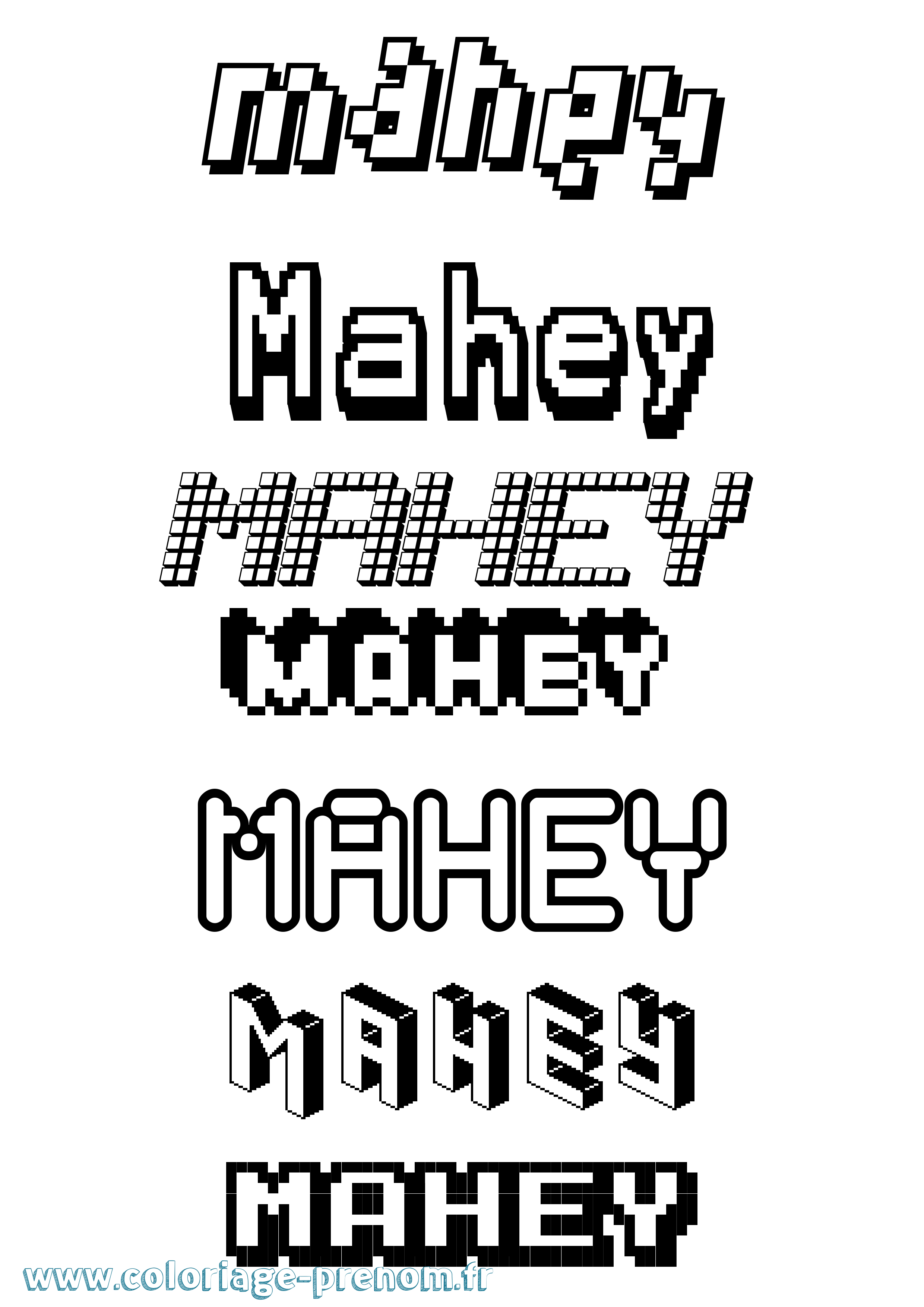 Coloriage Mahey Pixel Coloriage prénom Mahey Pixel
