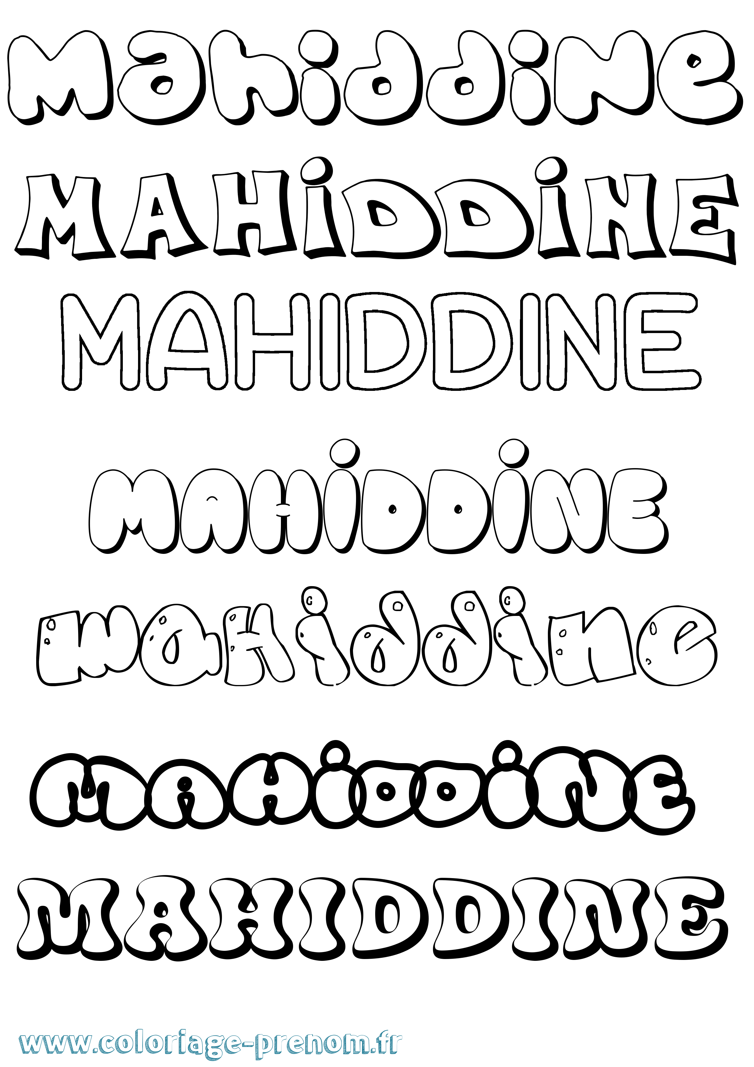Coloriage Mahiddine Bubble Coloriage prénom Mahiddine Bubble