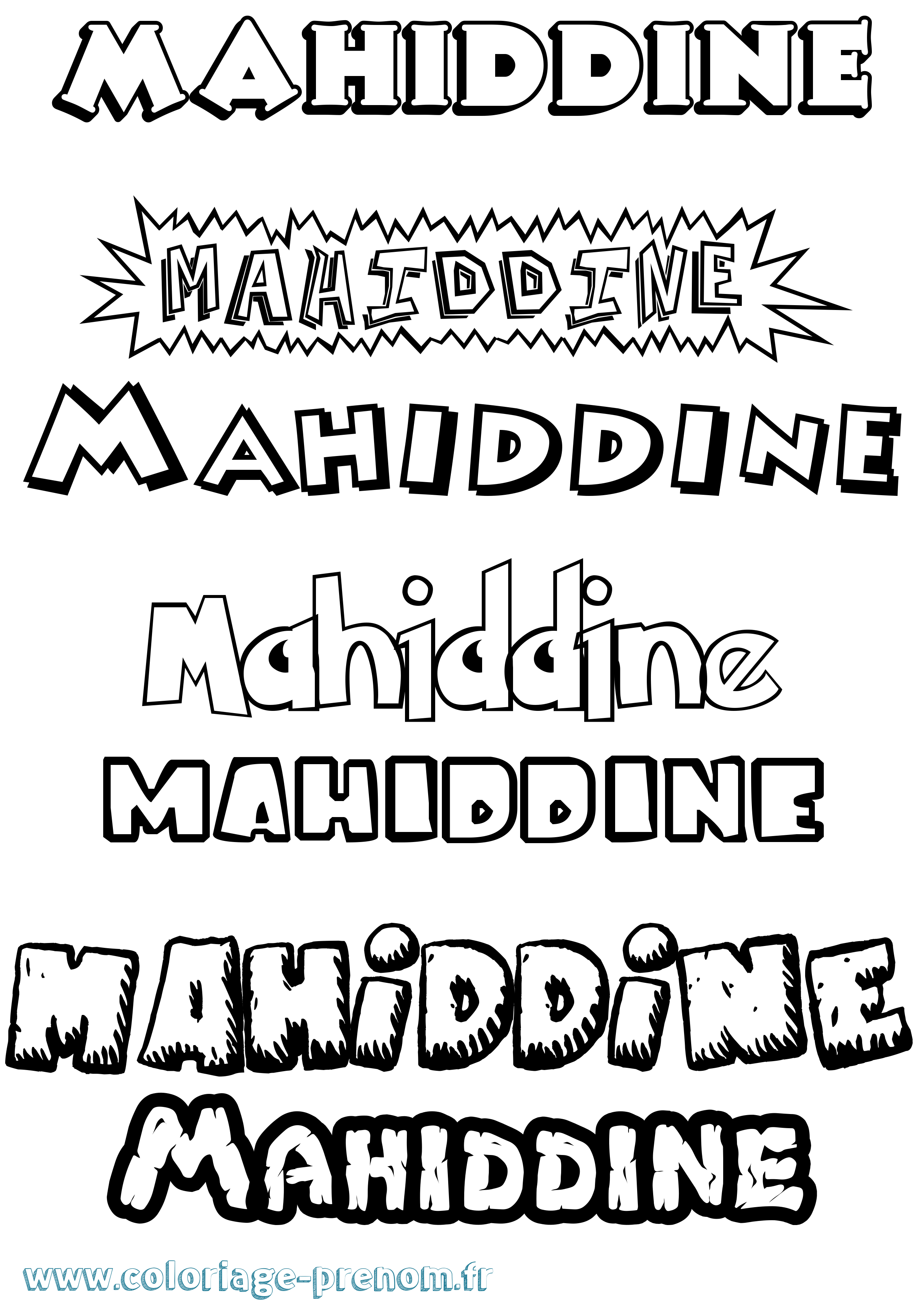Coloriage Mahiddine Dessin Animé Coloriage prénom Mahiddine Dessin Animé