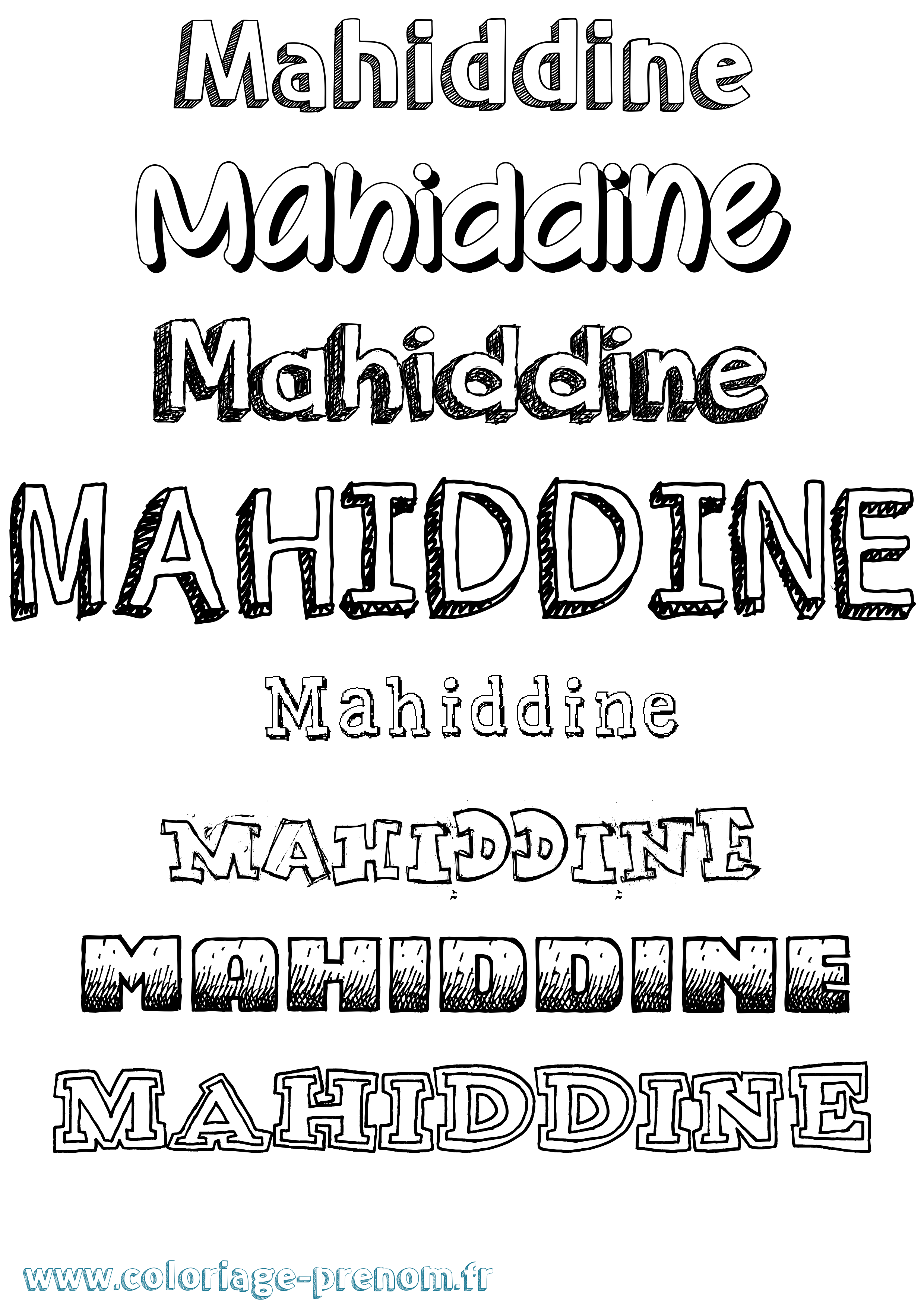 Coloriage Mahiddine Dessiné Coloriage prénom Mahiddine Dessiné