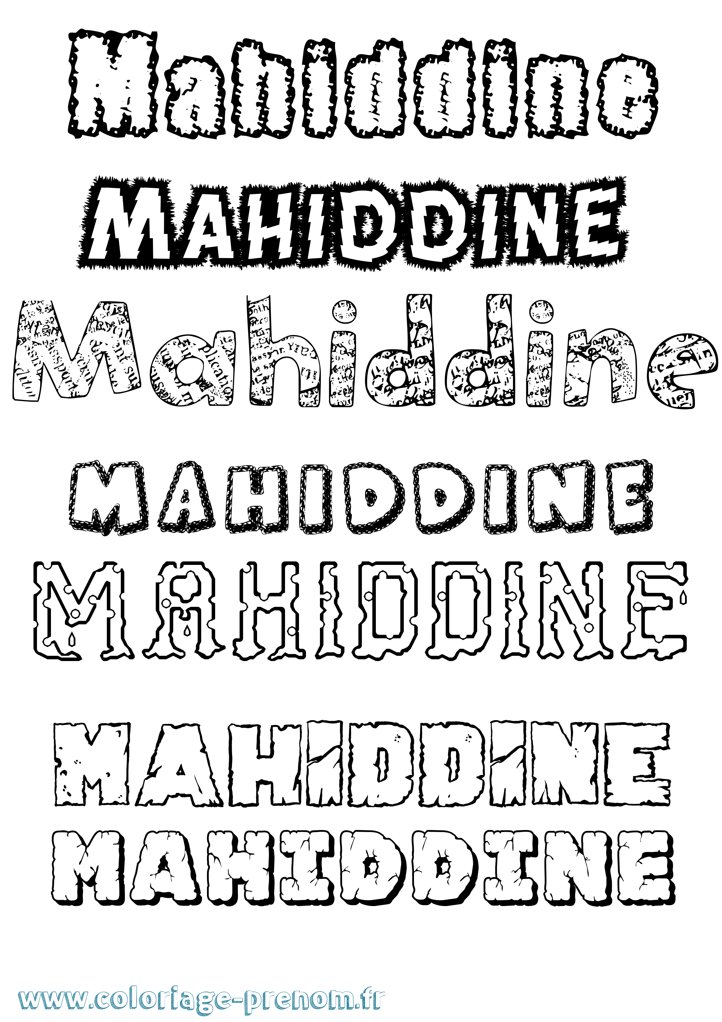 Coloriage Mahiddine Destructuré Coloriage prénom Mahiddine Destructuré