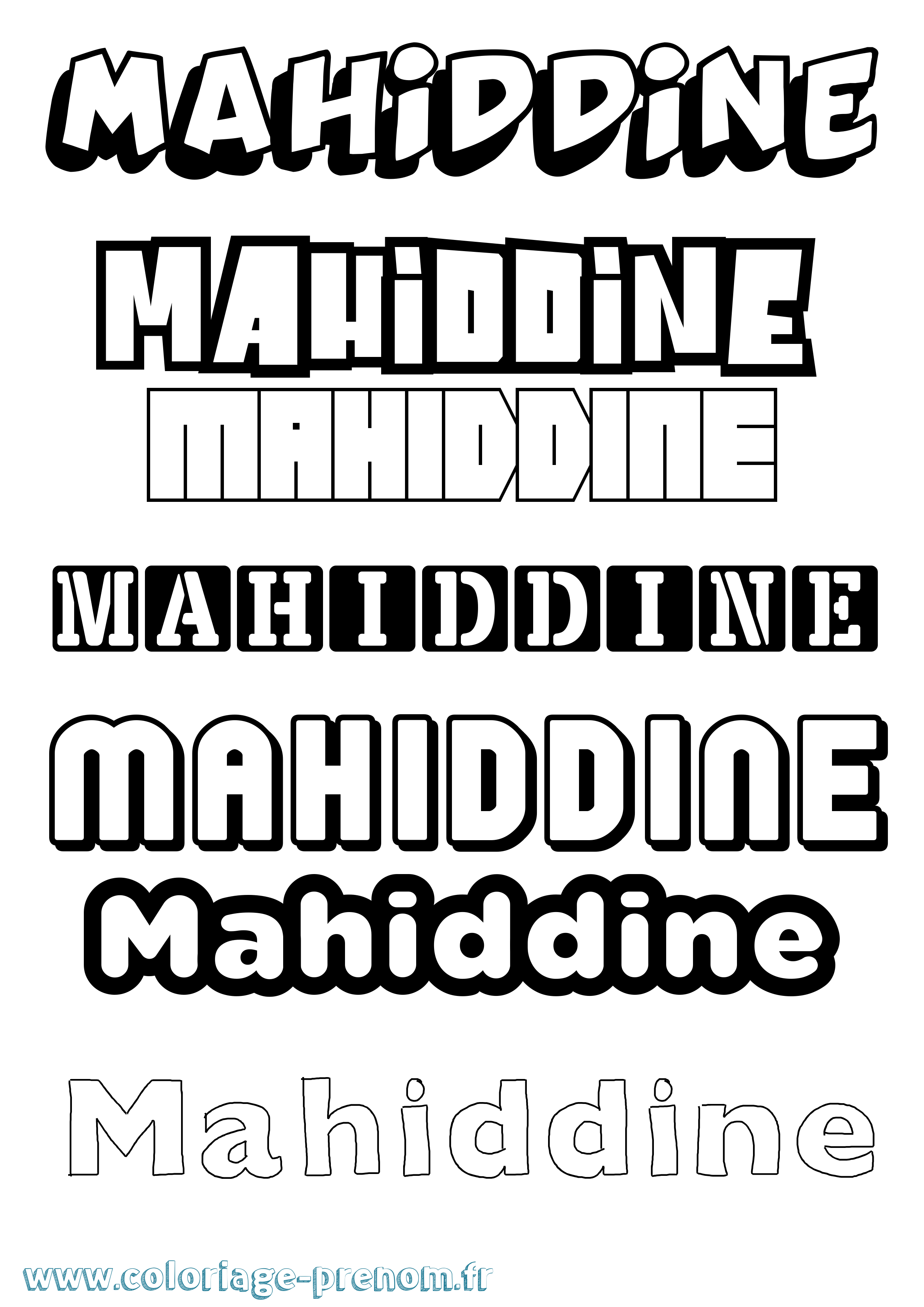 Coloriage Mahiddine Simple Coloriage prénom Mahiddine Simple