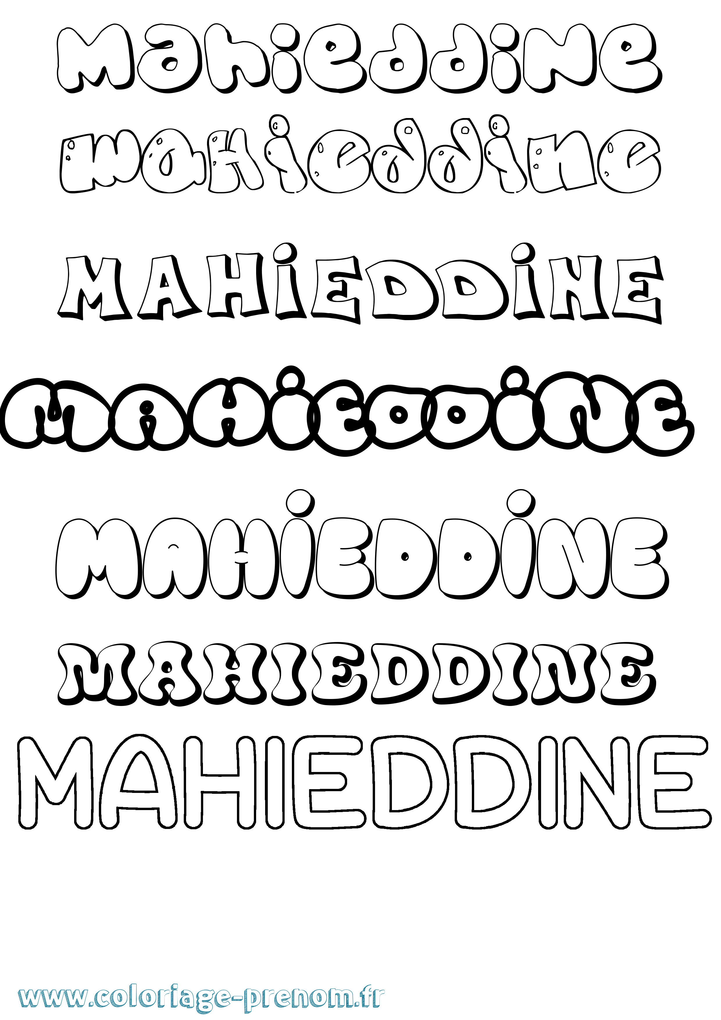 Coloriage Mahieddine Bubble Coloriage prénom Mahieddine Bubble