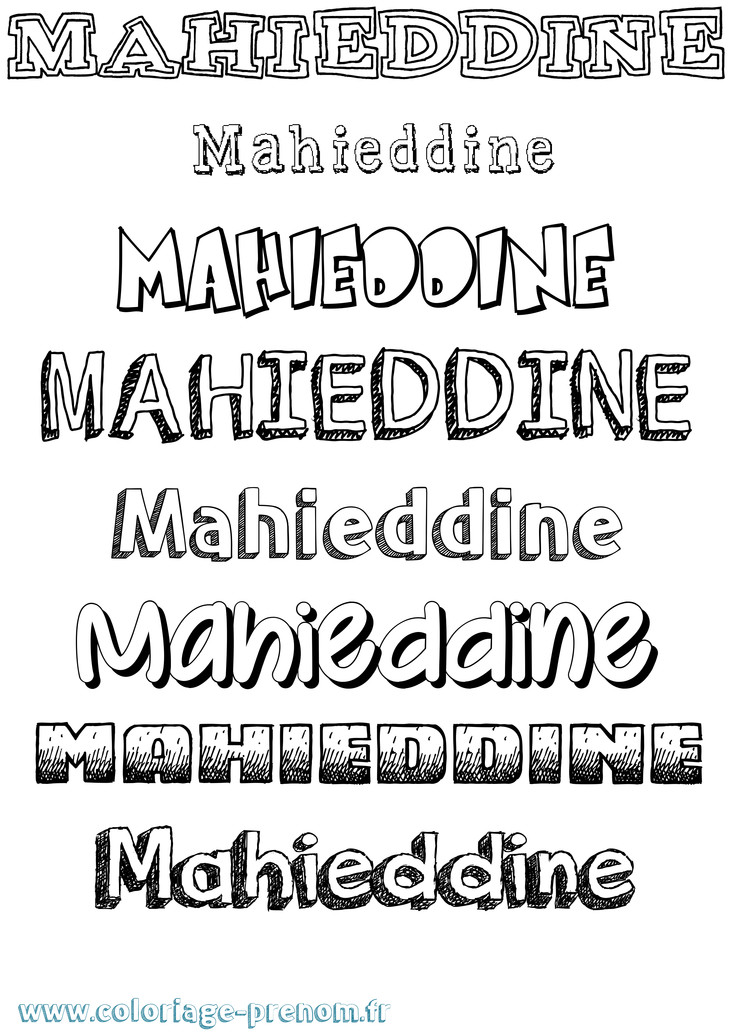 Coloriage Mahieddine Dessiné Coloriage prénom Mahieddine Dessiné