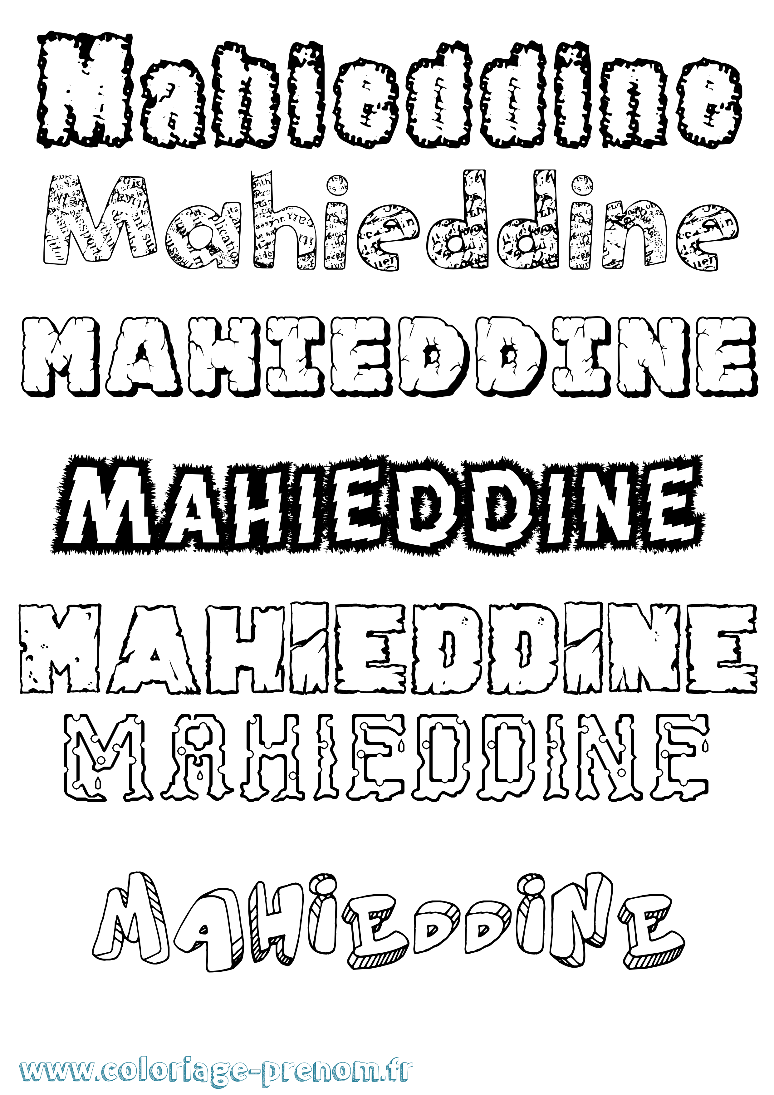 Coloriage Mahieddine Destructuré Coloriage prénom Mahieddine Destructuré