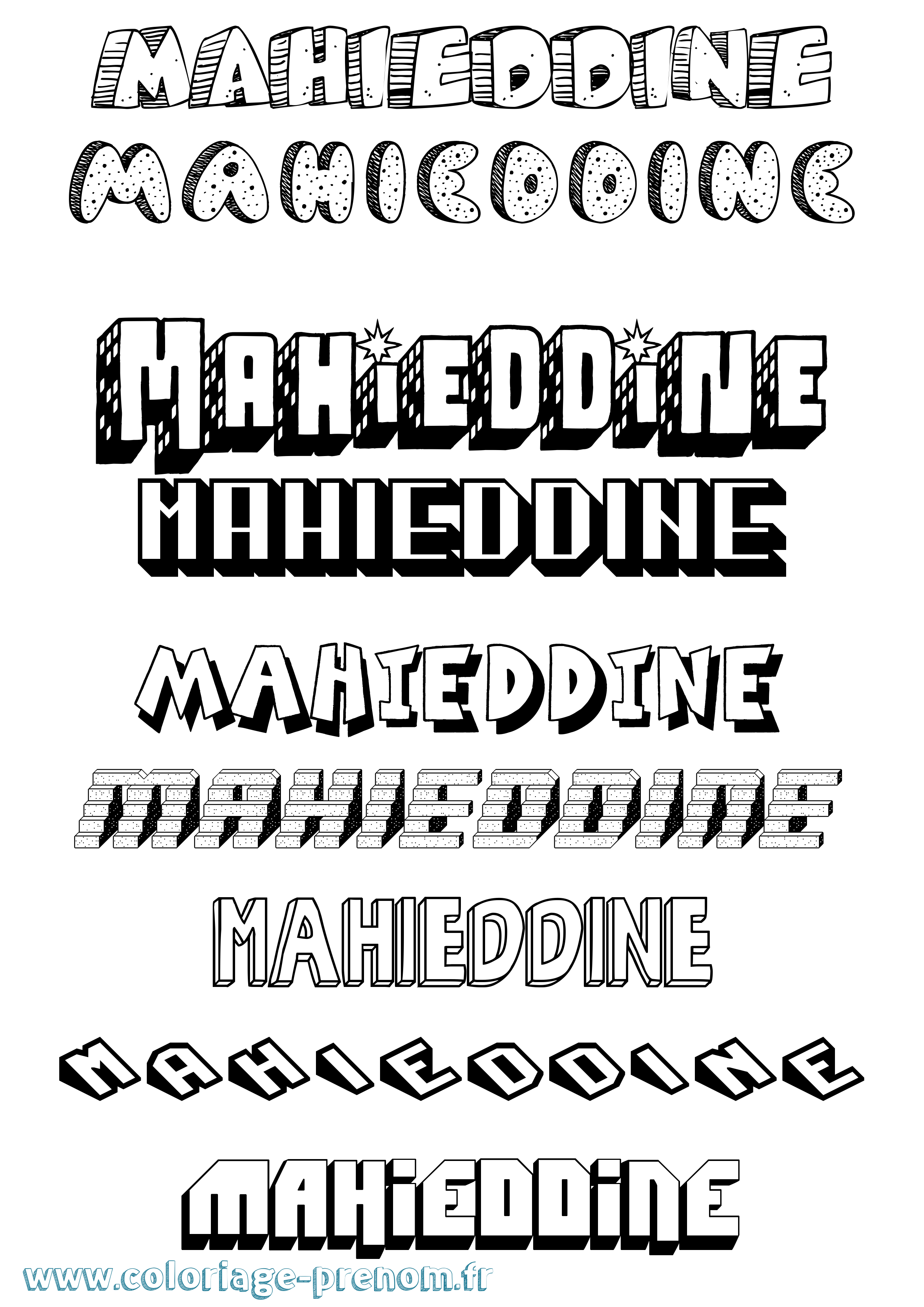 Coloriage Mahieddine Effet 3D Coloriage prénom Mahieddine Effet 3D