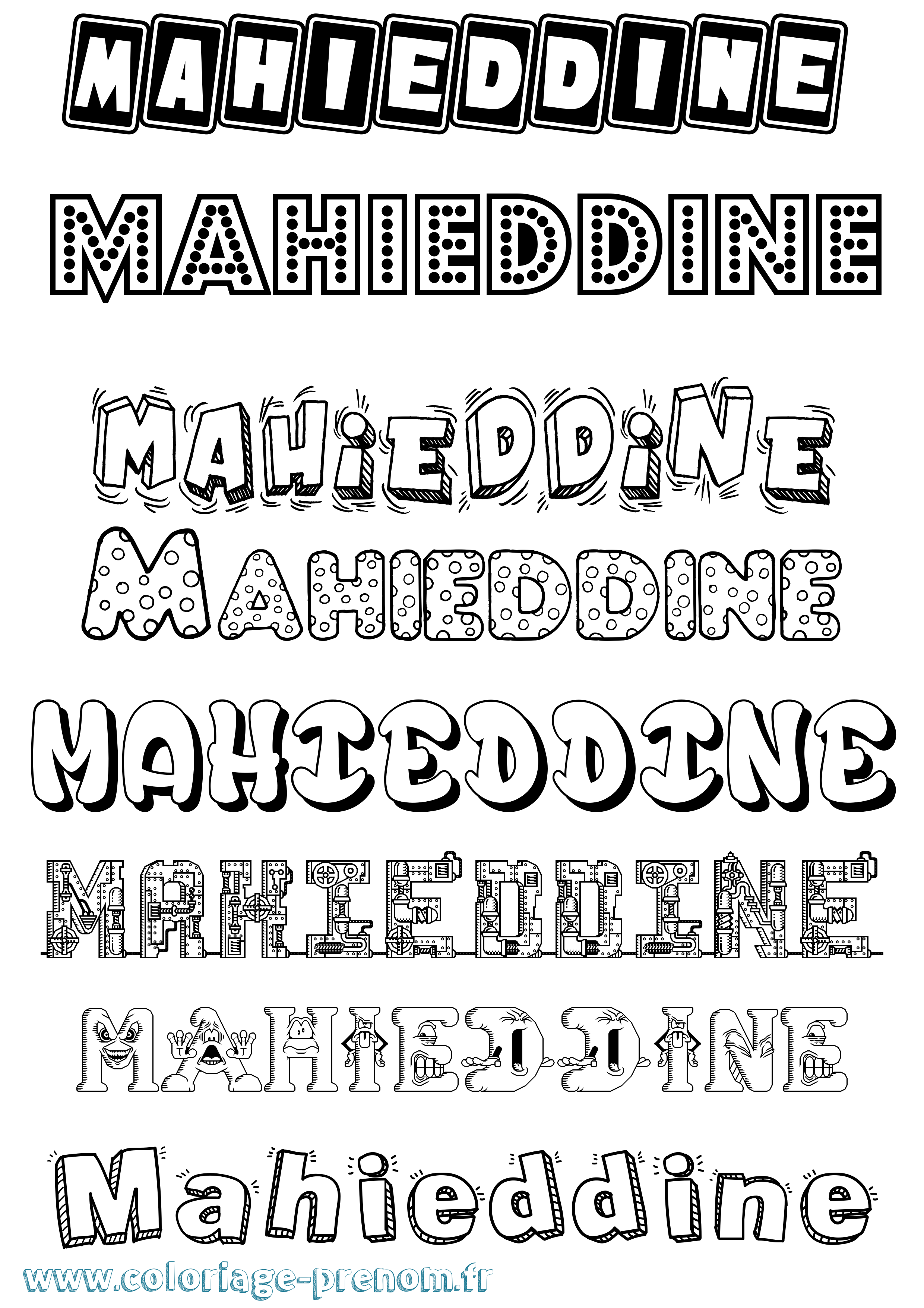 Coloriage Mahieddine Fun Coloriage prénom Mahieddine Fun