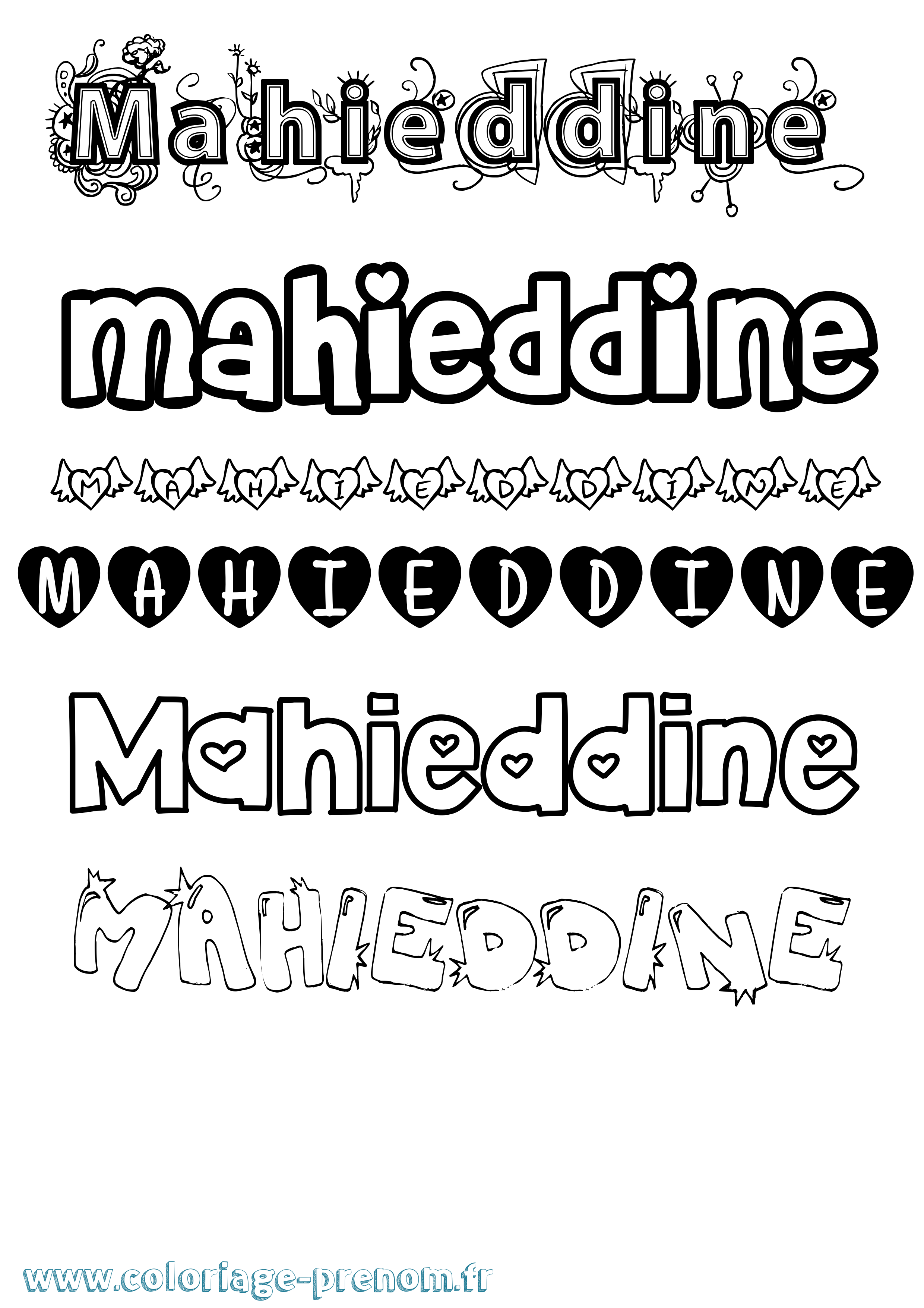 Coloriage Mahieddine Girly Coloriage prénom Mahieddine Girly