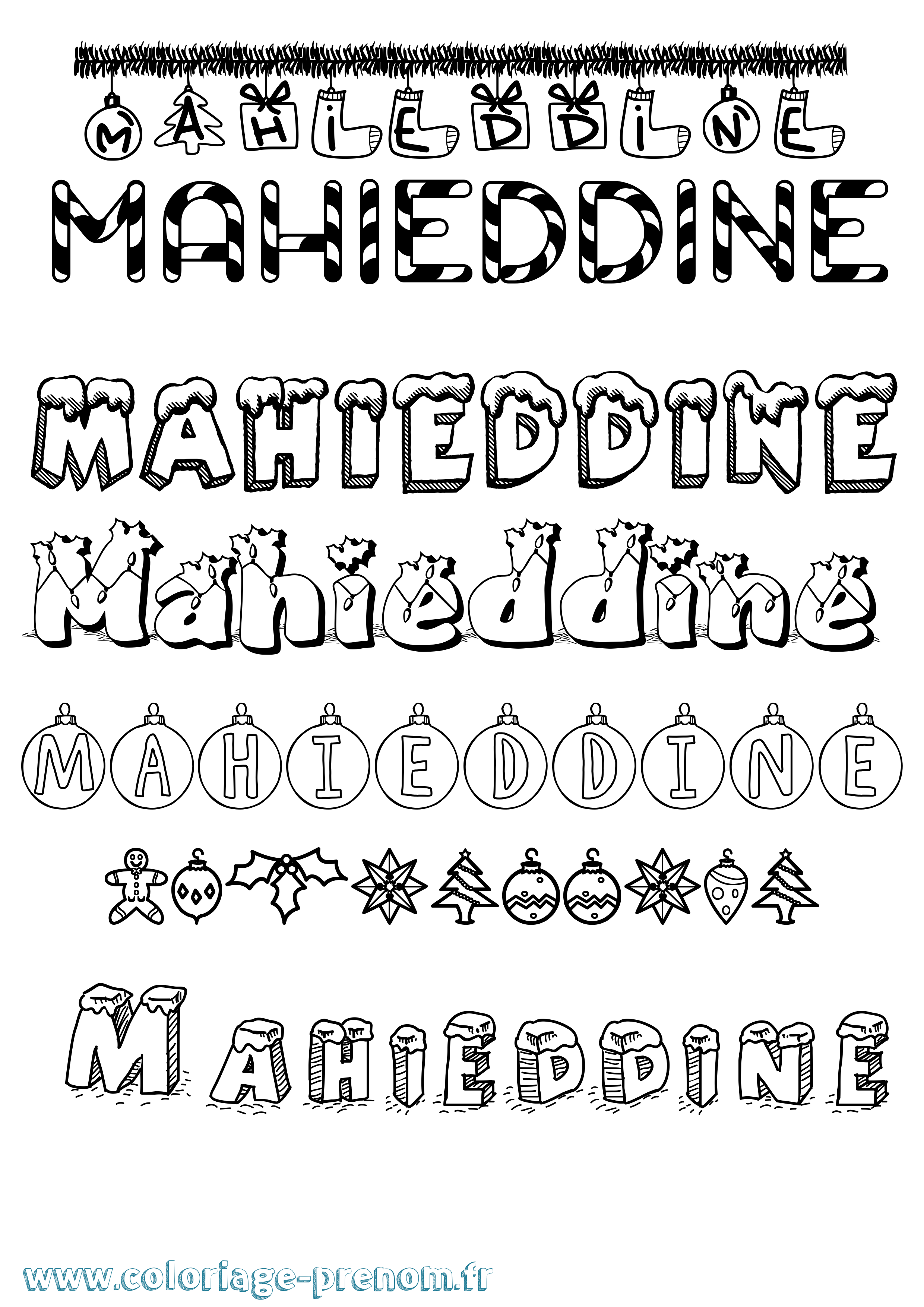 Coloriage Mahieddine Noël Coloriage prénom Mahieddine Noël